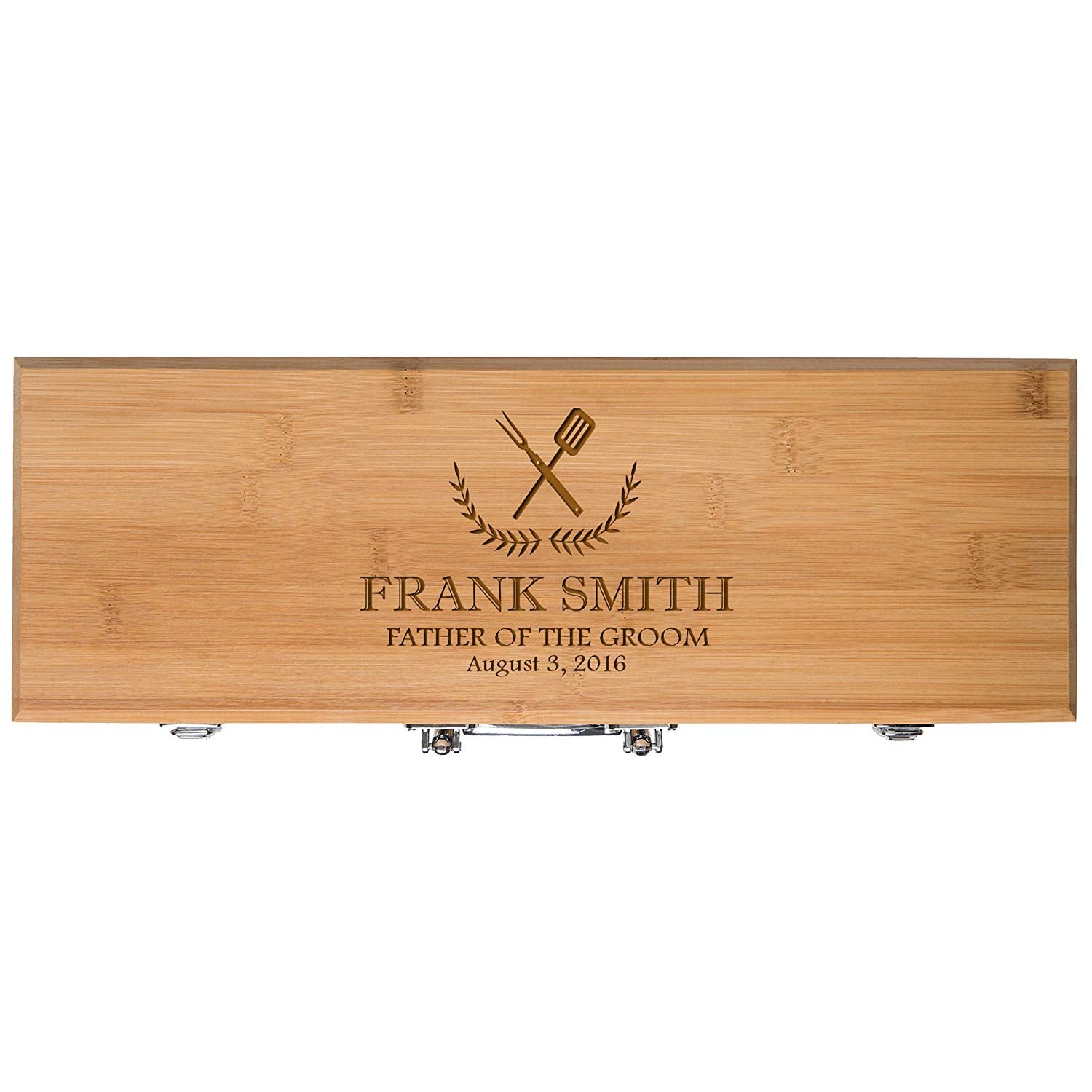 Personalized Engraved Bamboo 3pc Barbecue Grill Set Gift For Father Of The Groom - LifeSong Milestones