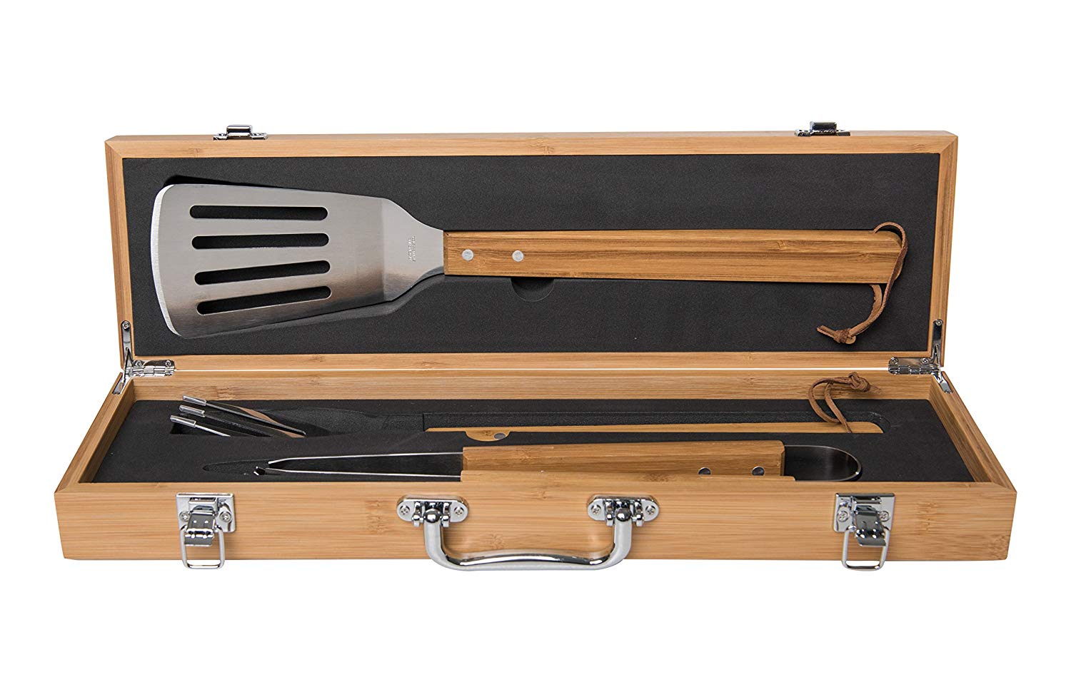 Personalized Engraved Bamboo 3pc Barbecue Grill Set Gift For The Groomsman - LifeSong Milestones