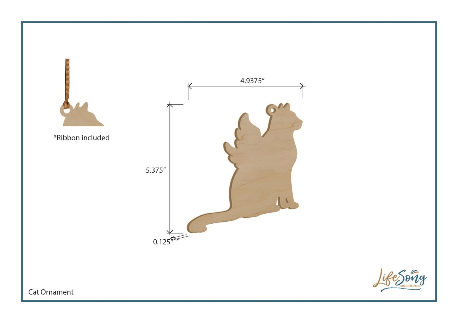 Personalized Engraved Christmas Cat Ornament 4.9375” x 5.375” x 0.125” - Christmas (PAW) - LifeSong Milestones