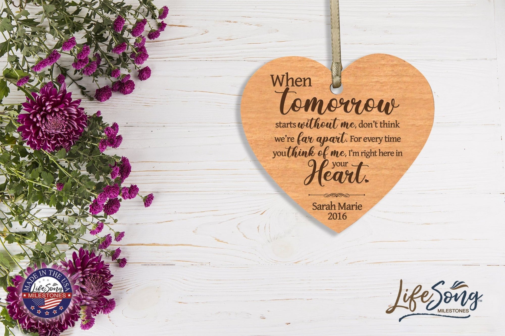 Personalized Engraved Heart Memorial Ornament - When Tomorrow Starts - LifeSong Milestones