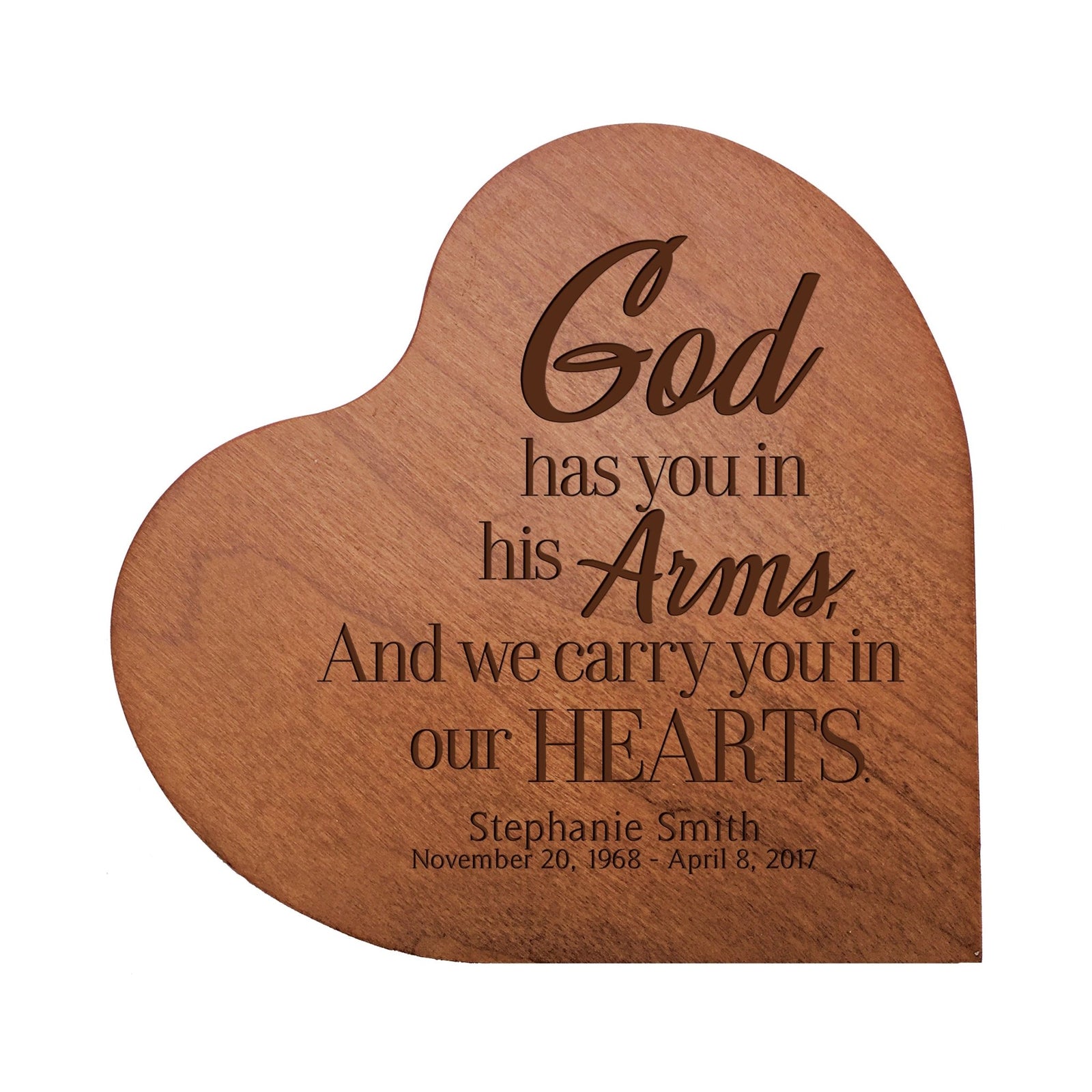 Personalized Engraved Memorial Heart Block God Has You 5” x 5.25” x 0.75” - LifeSong Milestones