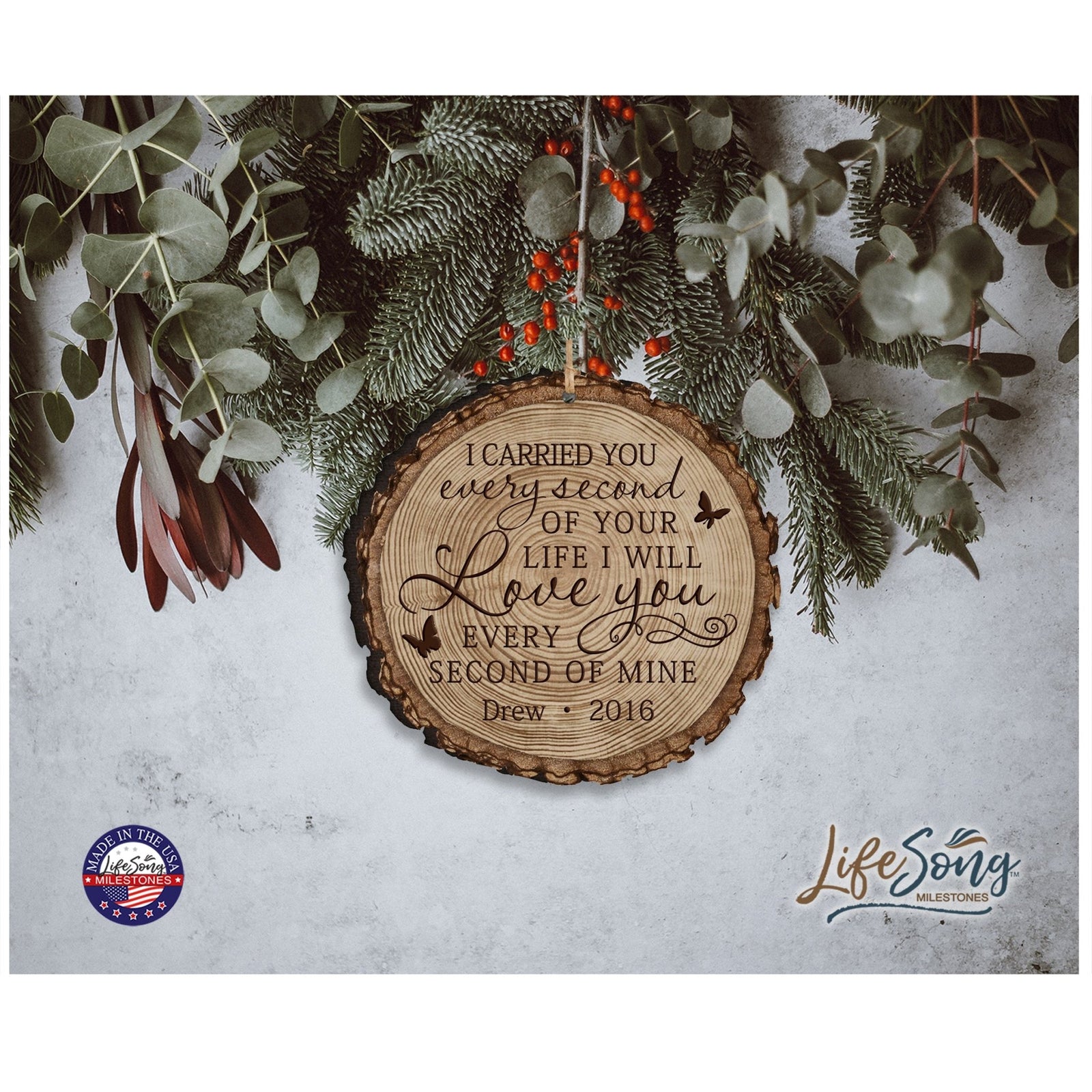 Personalized Engraved Memorial Ornament - I Carried You (butterfly) - LifeSong Milestones