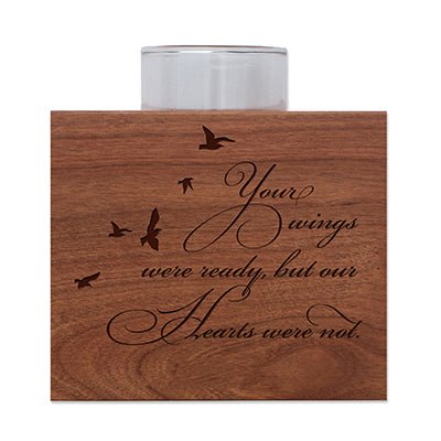 Personalized Engraved Memorial Single Votive Candle Holder 3.75x3.5 - Your Wings Were Ready - LifeSong Milestones