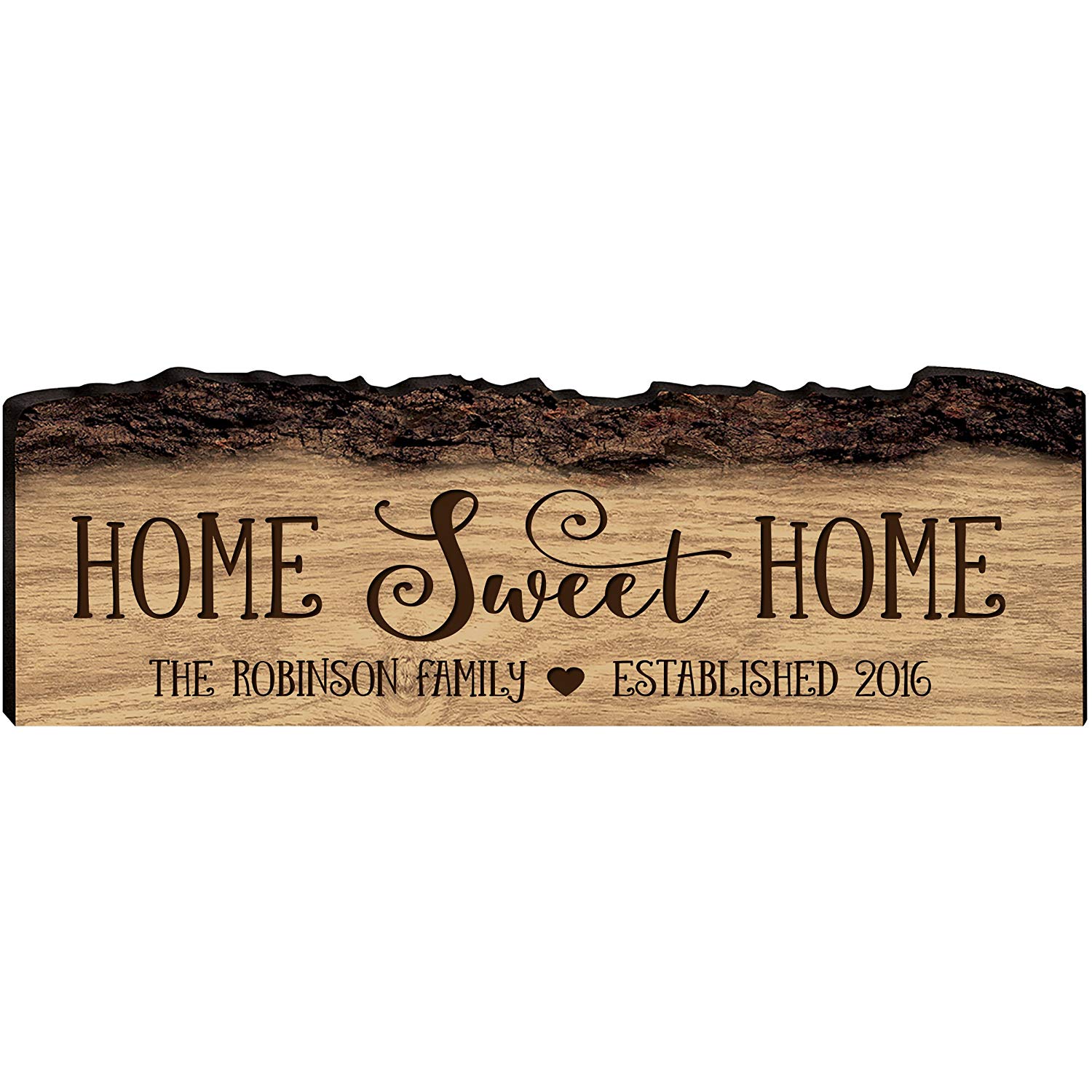 Personalized Engraved Wooden Bark Family Name Sign - Established Year - LifeSong Milestones