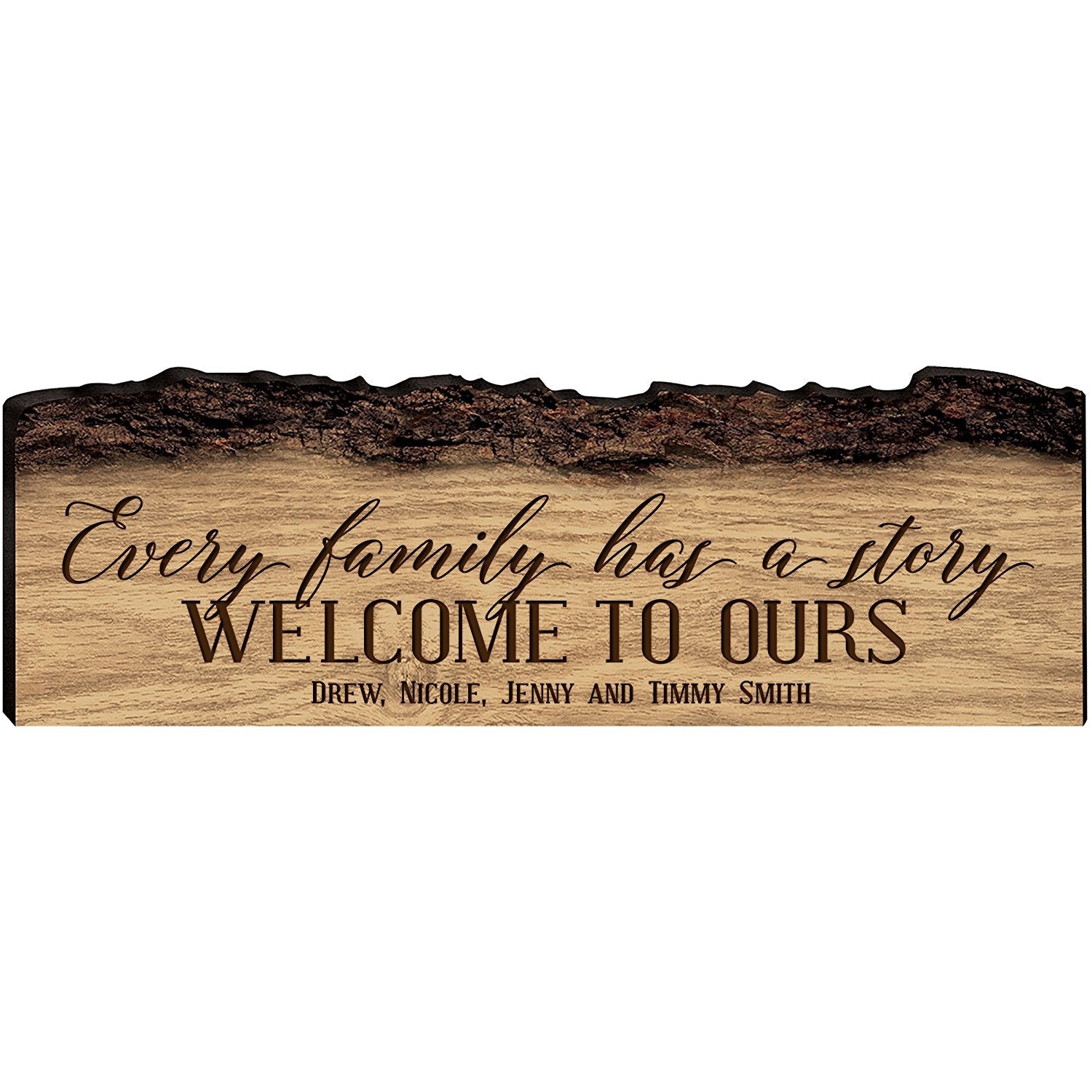 Personalized Engraved Wooden Bark Family Name Sign - Established Year - LifeSong Milestones
