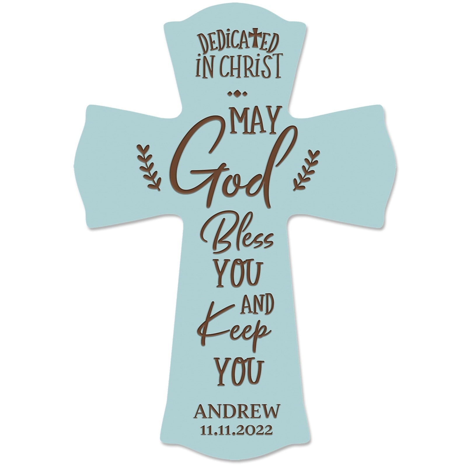 Personalized Engraved Wooden Dedication 8x11 Crosses - Dedicated In Christ - LifeSong Milestones