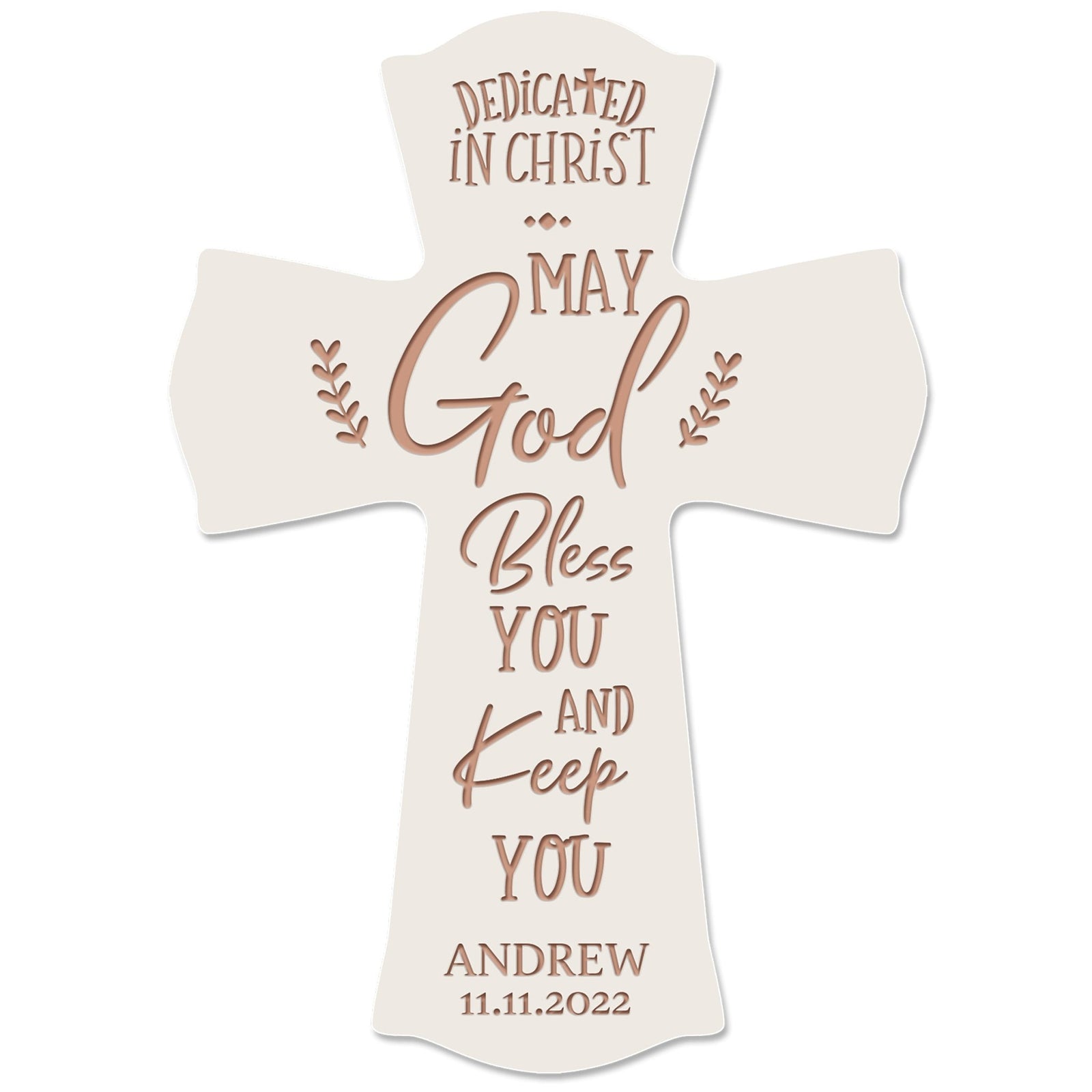 Personalized Engraved Wooden Dedication 8x11 Crosses - Dedicated In Christ - LifeSong Milestones