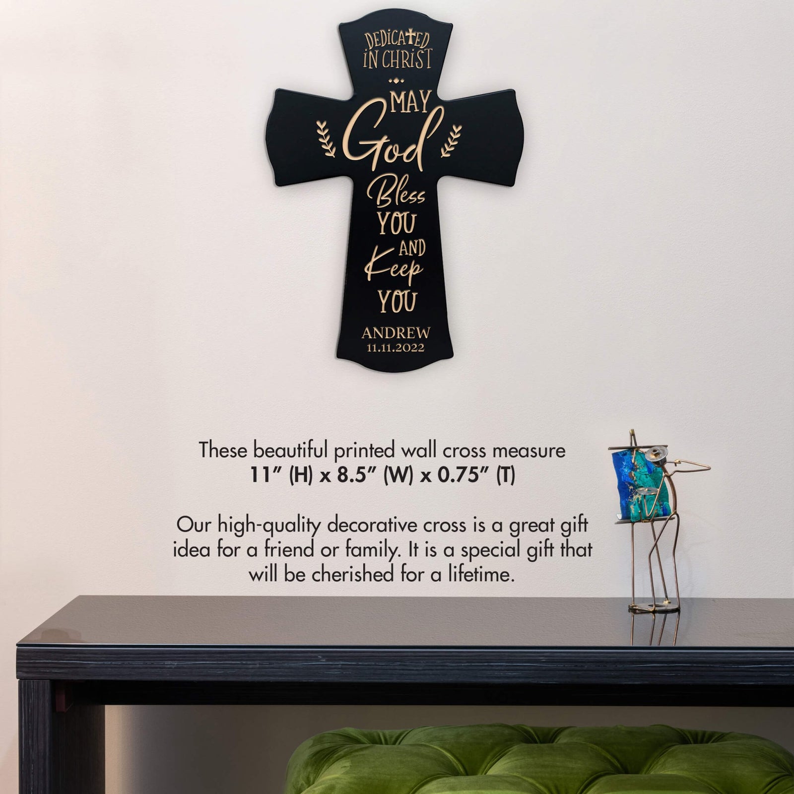 Personalized Engraved Wooden Dedication 8x11 Crosses - Dedicated In Christ - LifeSong Milestones