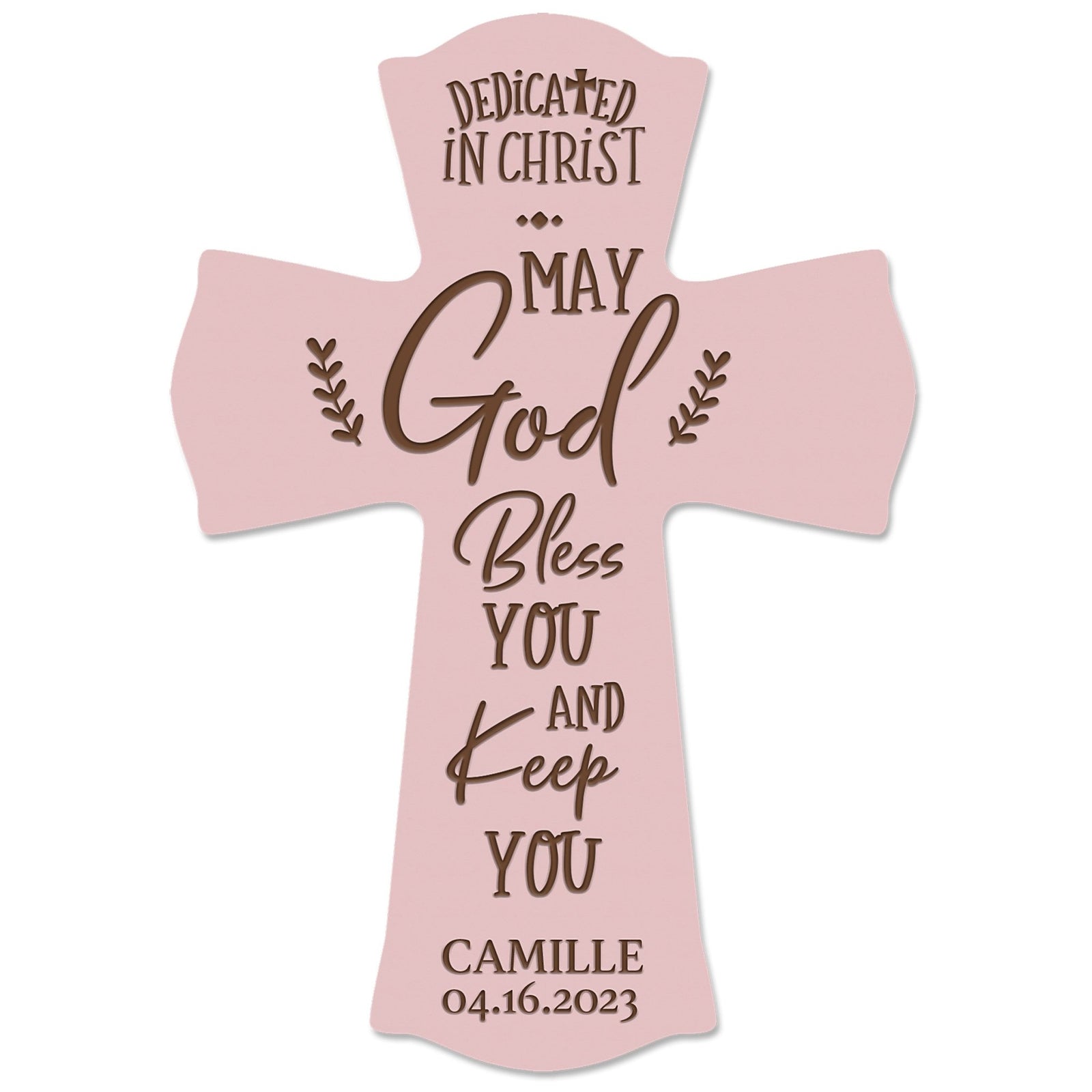 Personalized Engraved Wooden Dedication 8x11 Crosses - Dedicated In Christ - LifeSong Milestones
