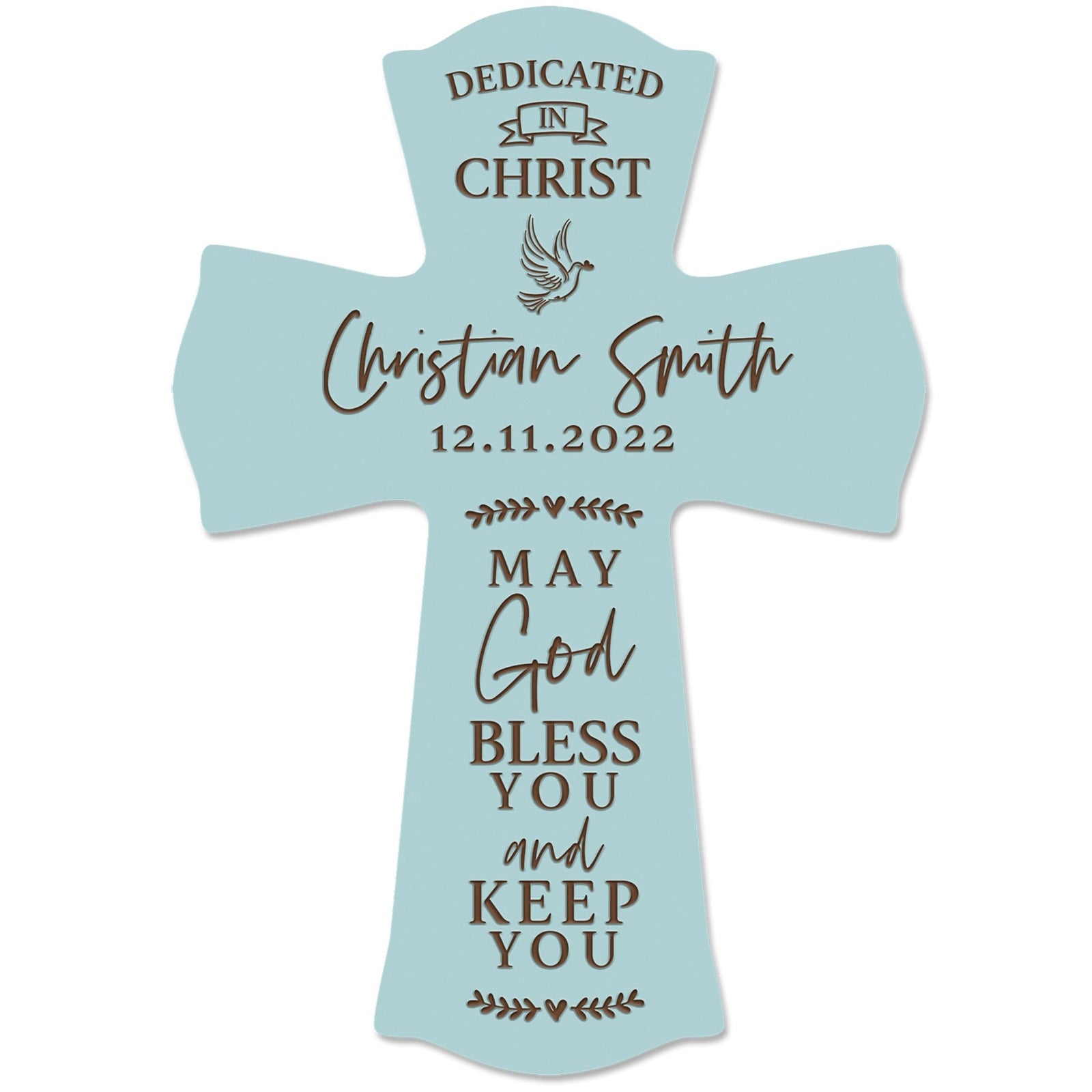 Personalized Engraved Wooden Dedication 8x11 Crosses - Dedicated In Christ - LifeSong Milestones