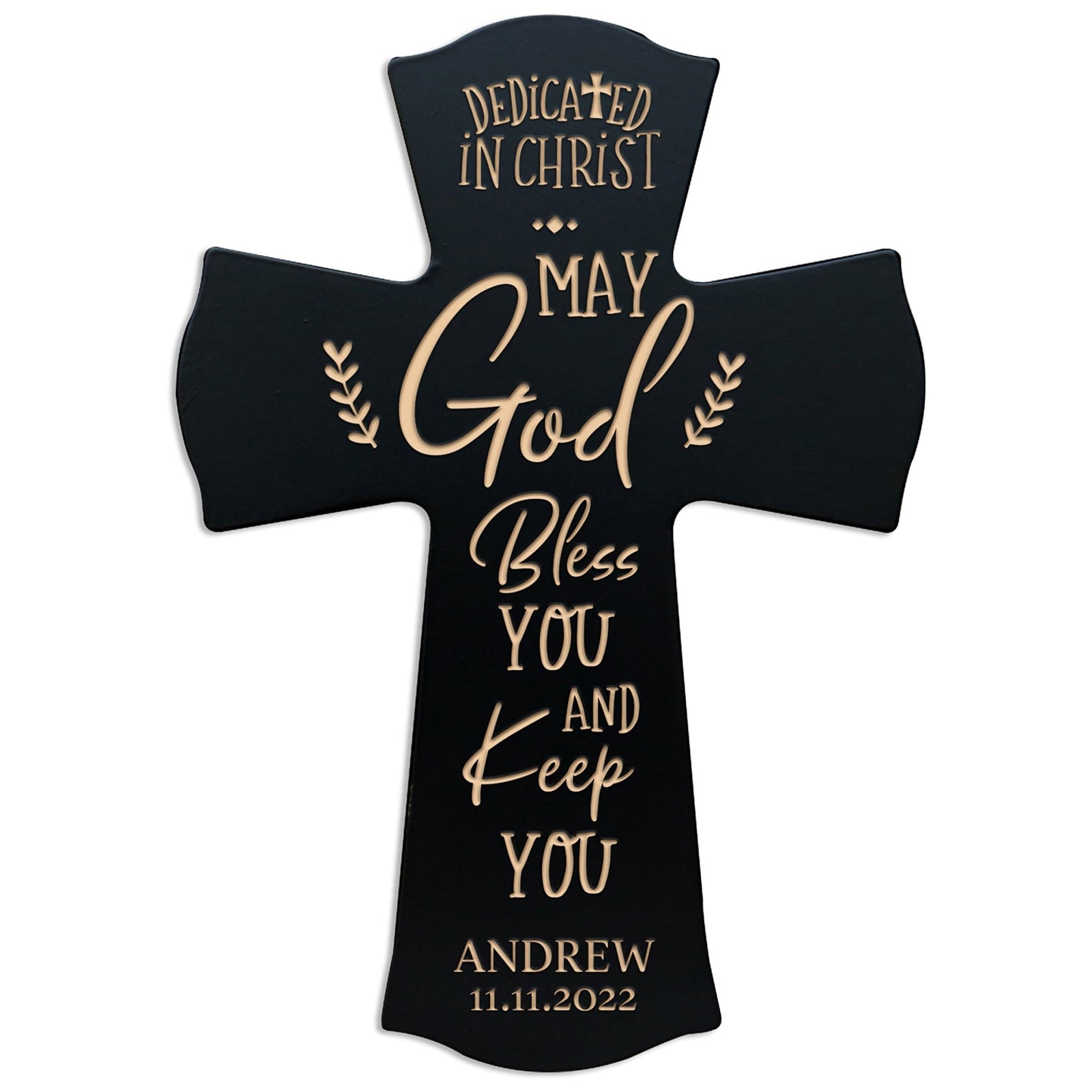 Personalized Engraved Wooden Dedication 8x11 Crosses - Dedicated In Christ - LifeSong Milestones