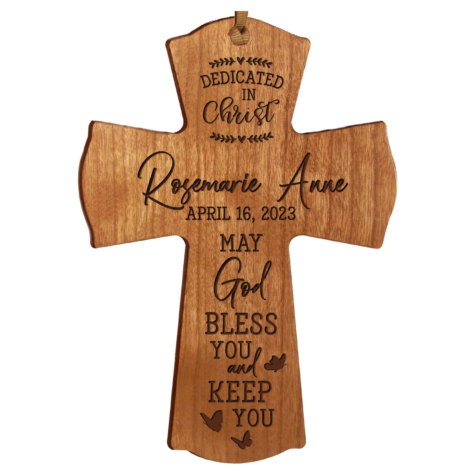 Personalized Engraved Wooden Dedication Crosses - Dedicated In Christ - LifeSong Milestones