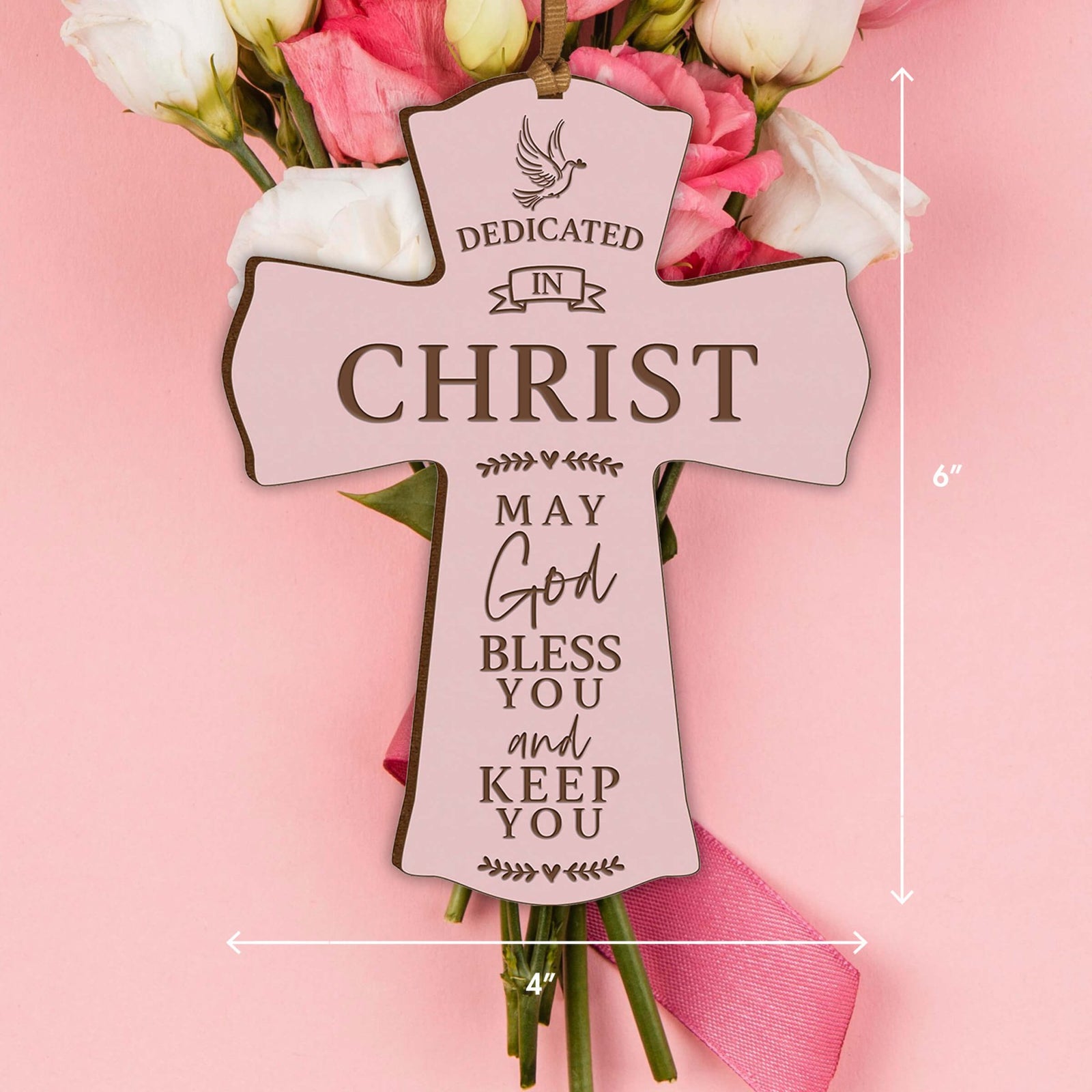 Personalized Engraved Wooden Dedication Crosses - Dedicated In Christ - LifeSong Milestones