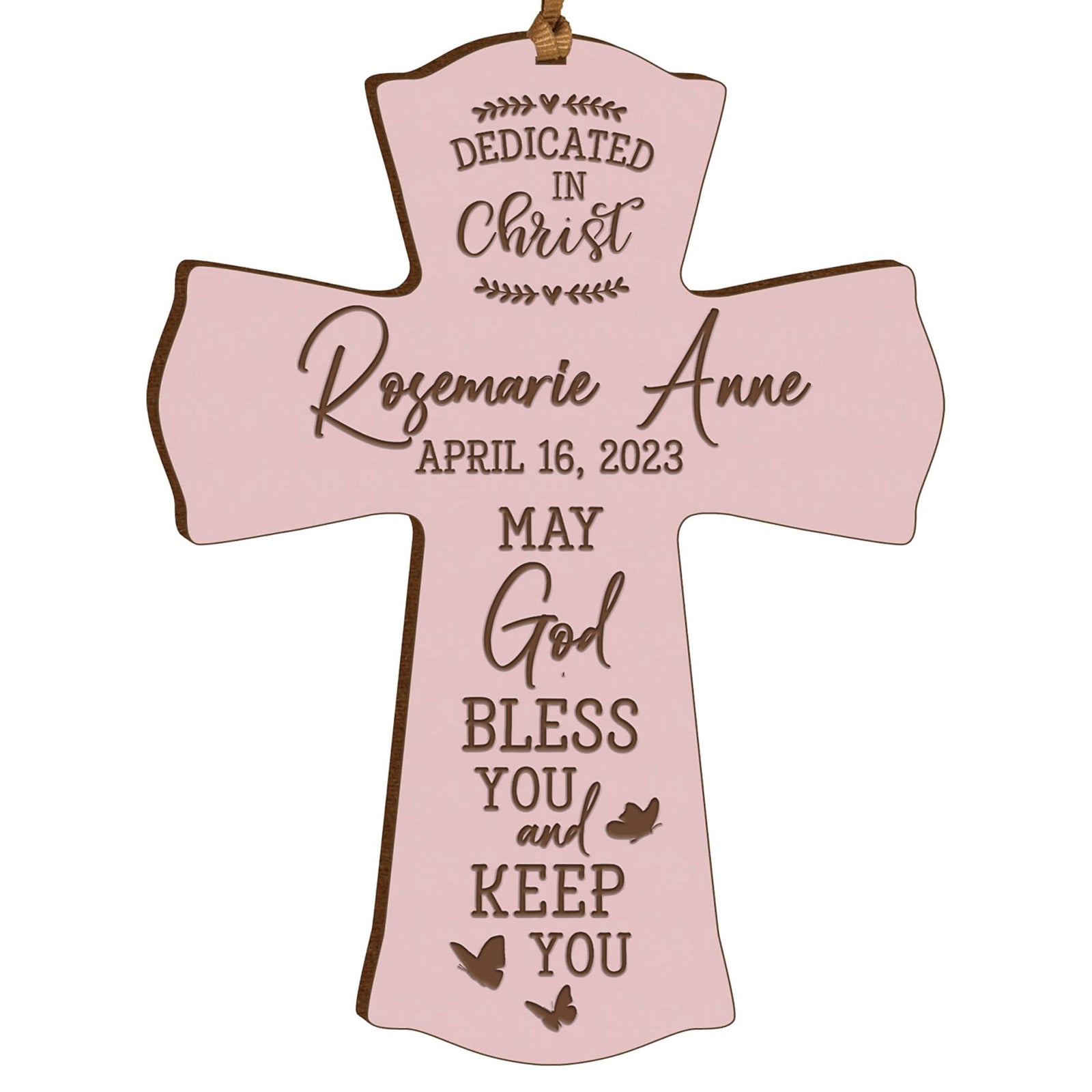 Personalized Engraved Wooden Dedication Crosses - Dedicated In Christ - LifeSong Milestones