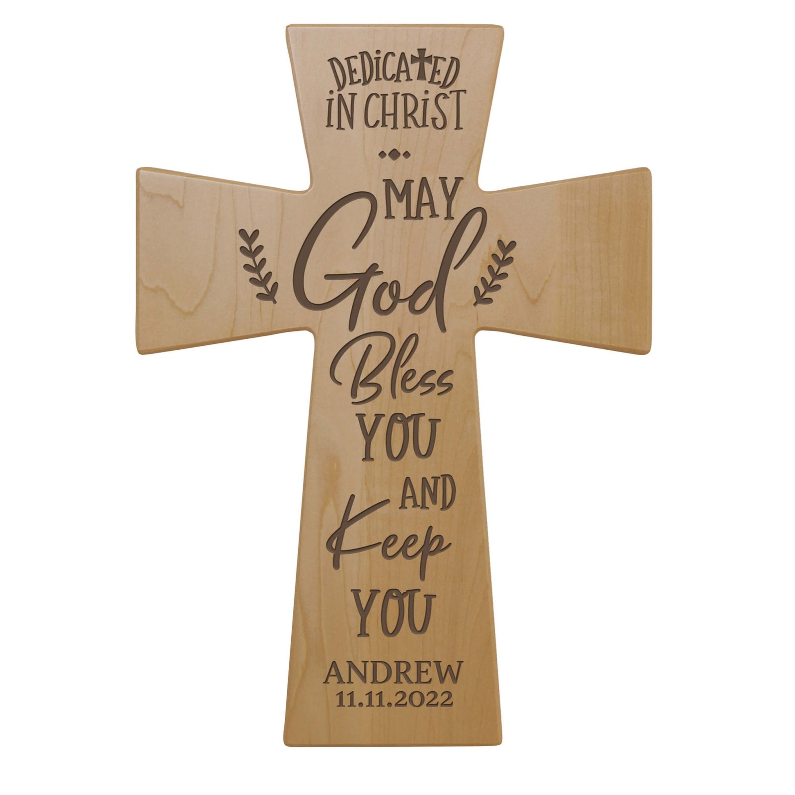 Personalized Engraved Wooden Dedication Crosses - Dedicated In Christ - LifeSong Milestones