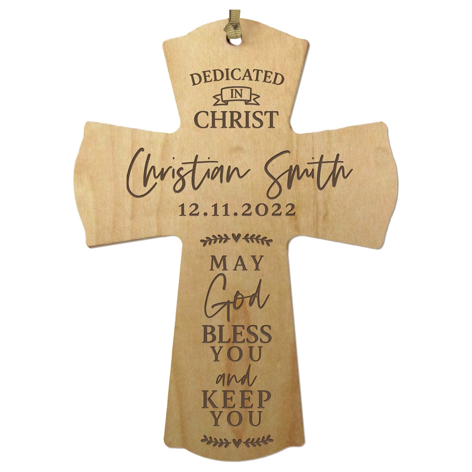 Personalized Engraved Wooden Dedication Crosses - Dedicated In Christ - LifeSong Milestones