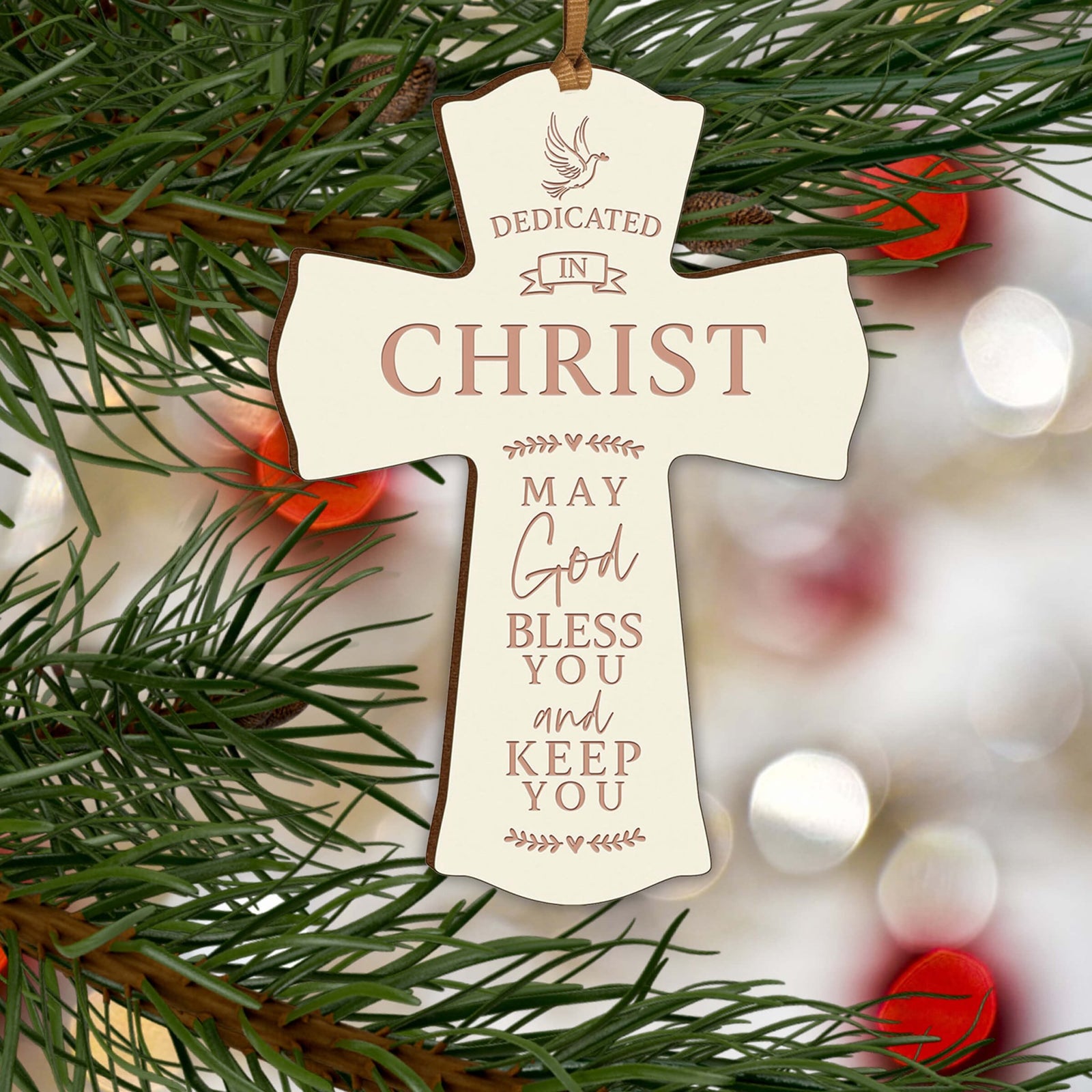 Personalized Engraved Wooden Dedication Crosses - Dedicated In Christ - LifeSong Milestones