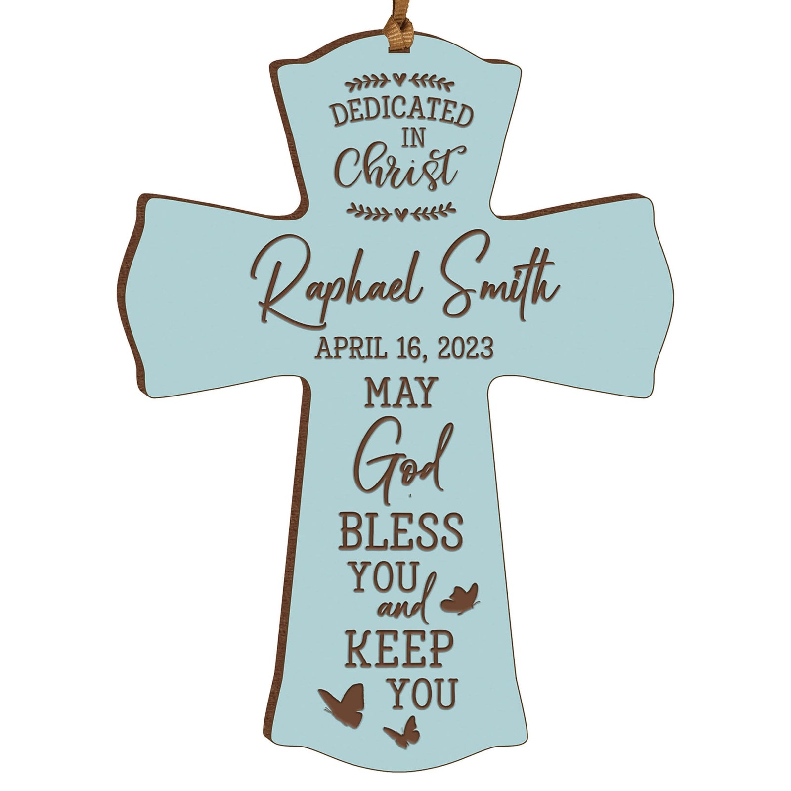 Personalized Engraved Wooden Dedication Crosses - Dedicated In Christ - LifeSong Milestones