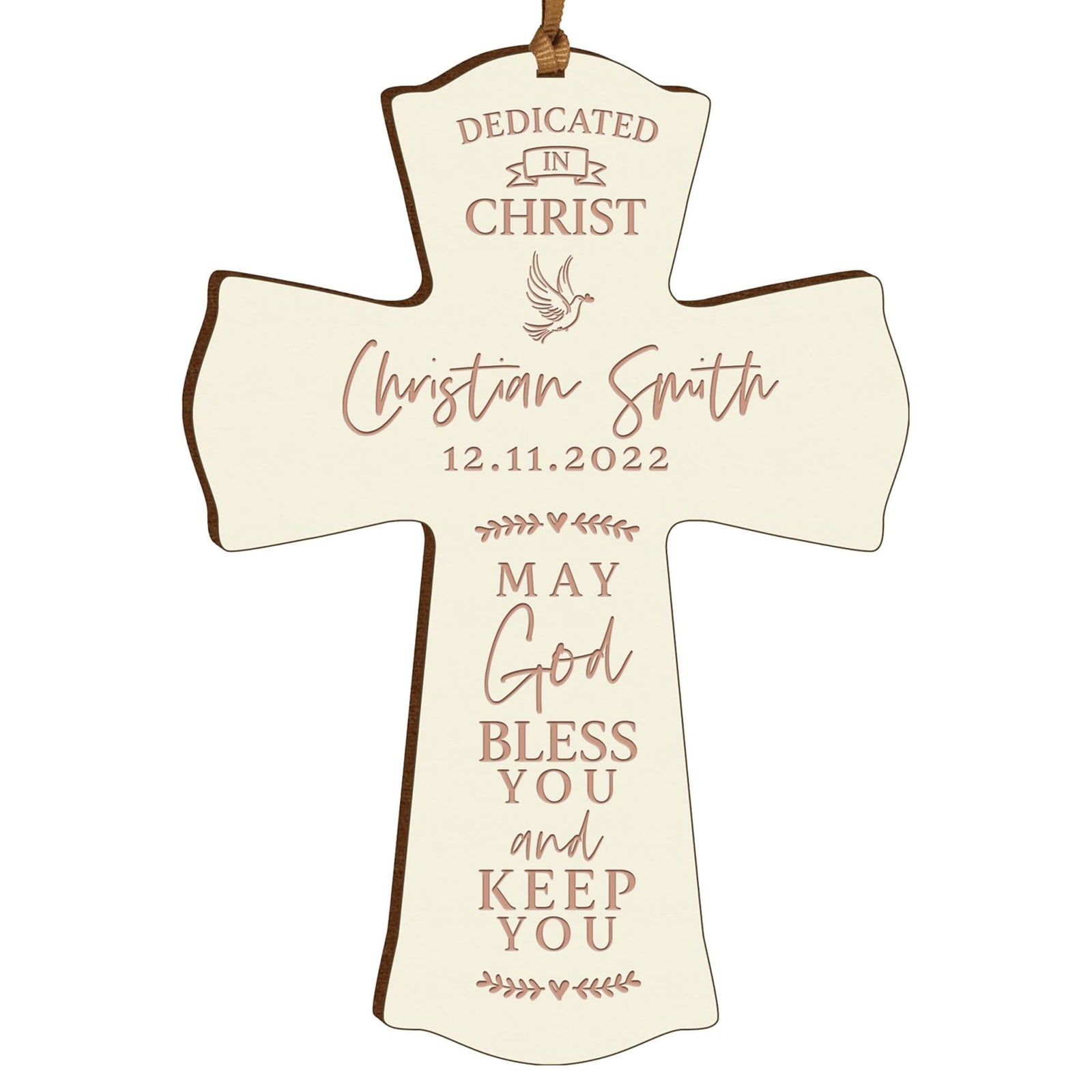 Personalized Engraved Wooden Dedication Crosses - Dedicated In Christ - LifeSong Milestones