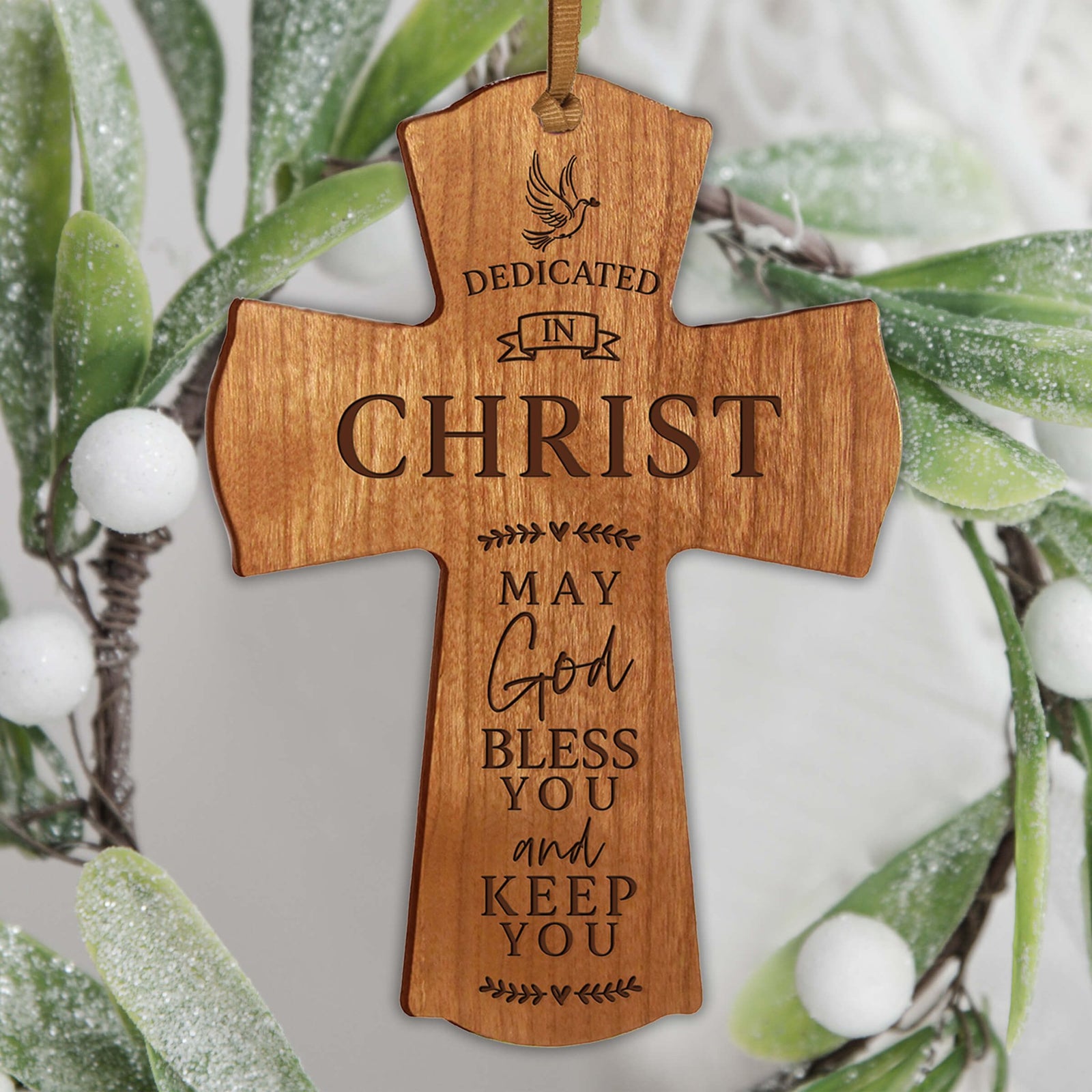 Personalized Engraved Wooden Dedication Crosses - Dedicated In Christ - LifeSong Milestones