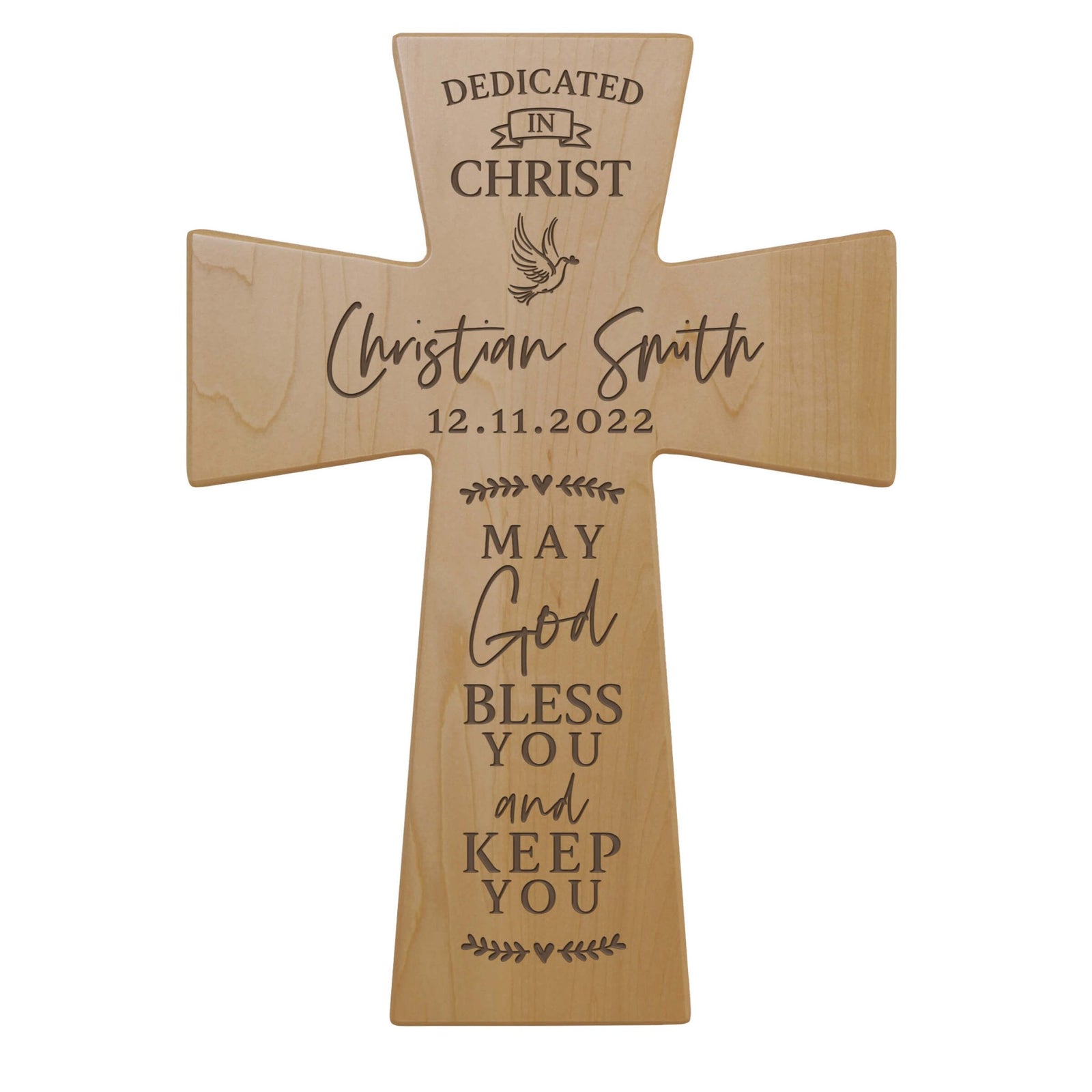 Personalized Engraved Wooden Dedication Crosses - Dedicated In Christ - LifeSong Milestones