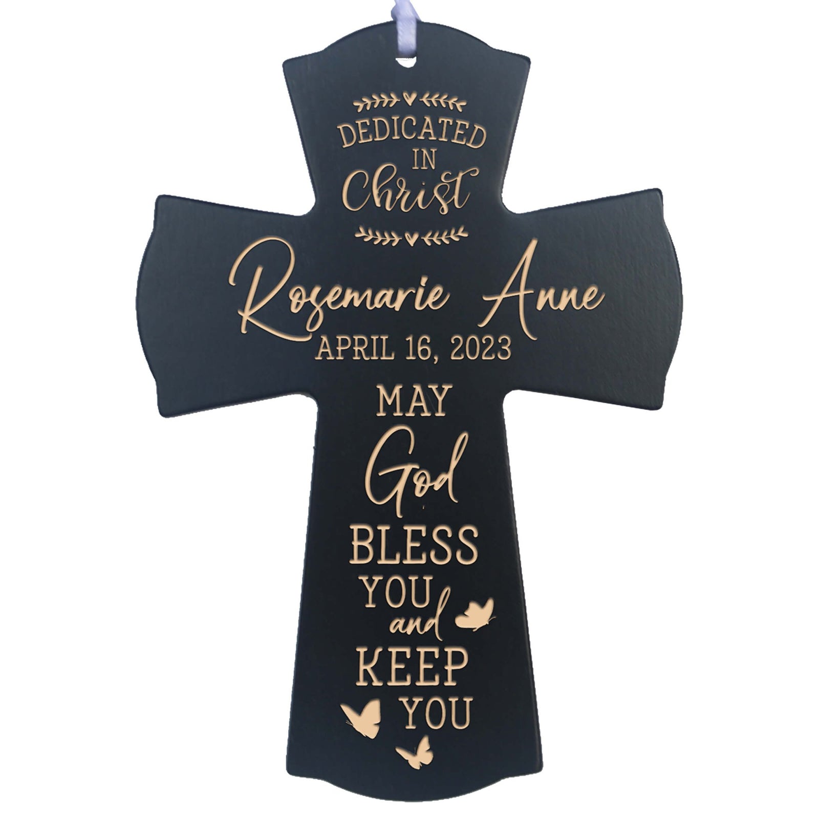 Personalized Engraved Wooden Dedication Crosses - Dedicated In Christ - LifeSong Milestones