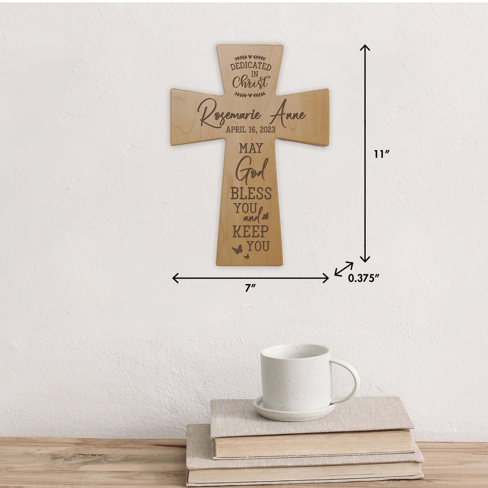 Personalized Engraved Wooden Dedication Crosses - Dedicated In Christ - LifeSong Milestones