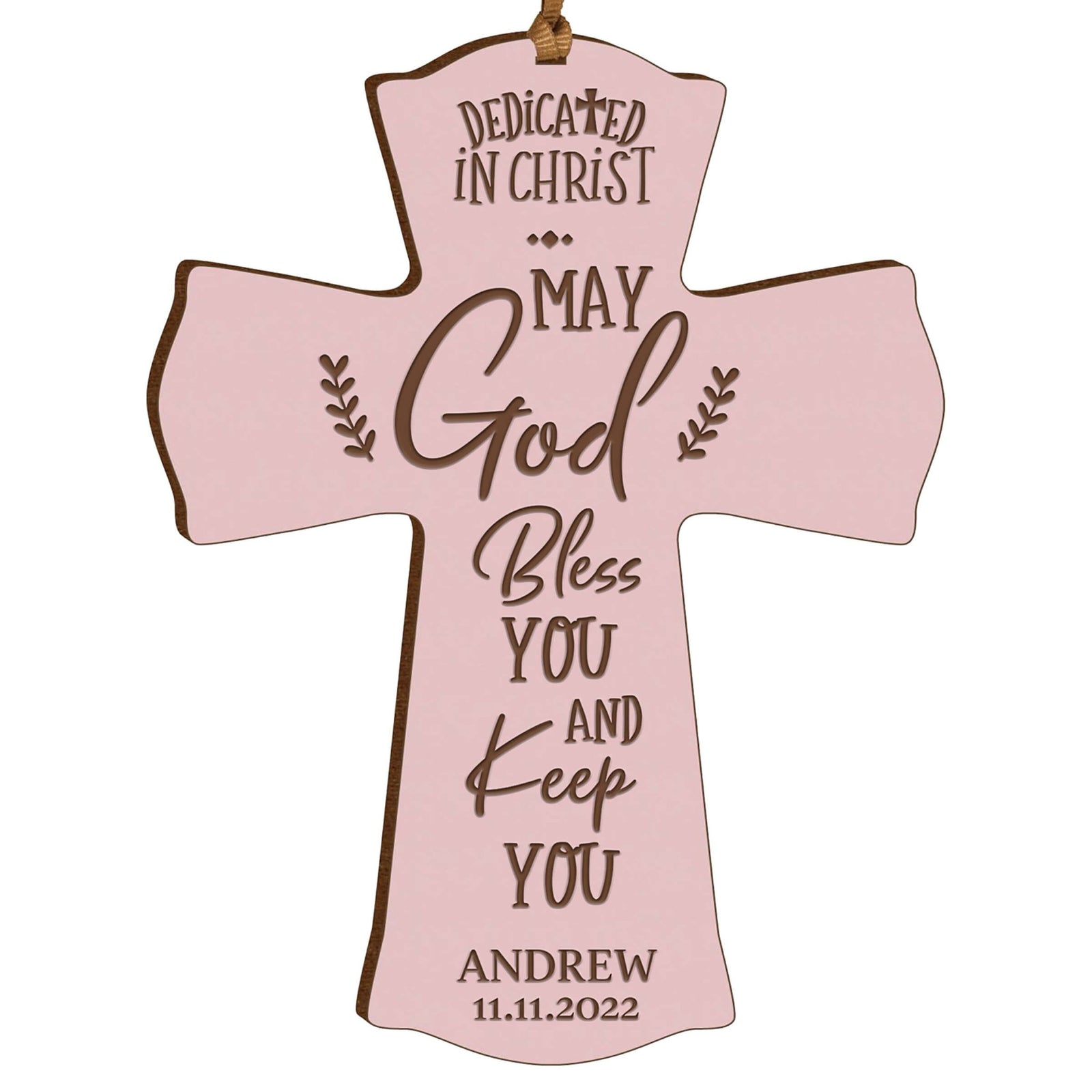 Personalized Engraved Wooden Dedication Crosses - Dedicated In Christ - LifeSong Milestones