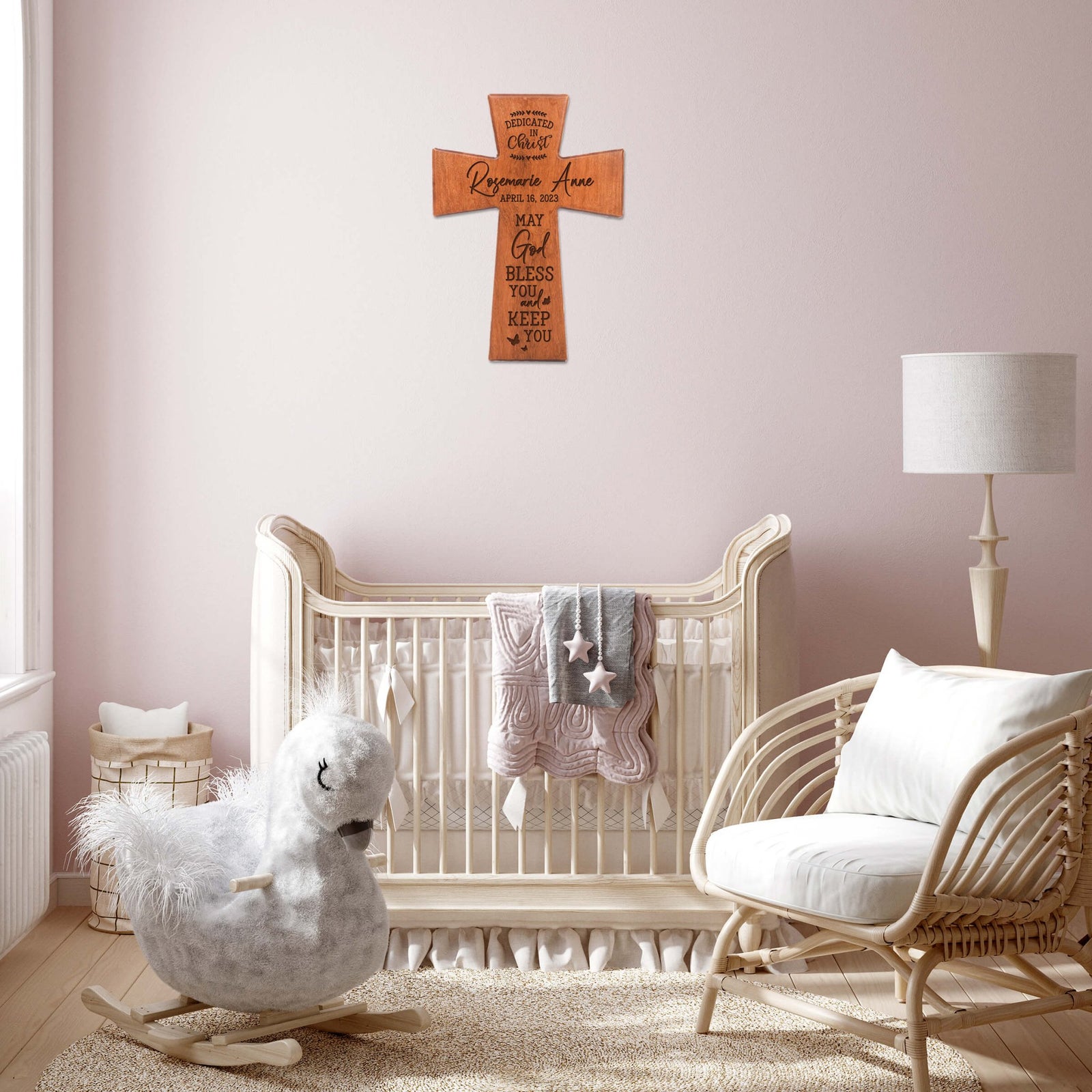 Personalized Engraved Wooden Dedication Crosses - Dedicated In Christ - LifeSong Milestones