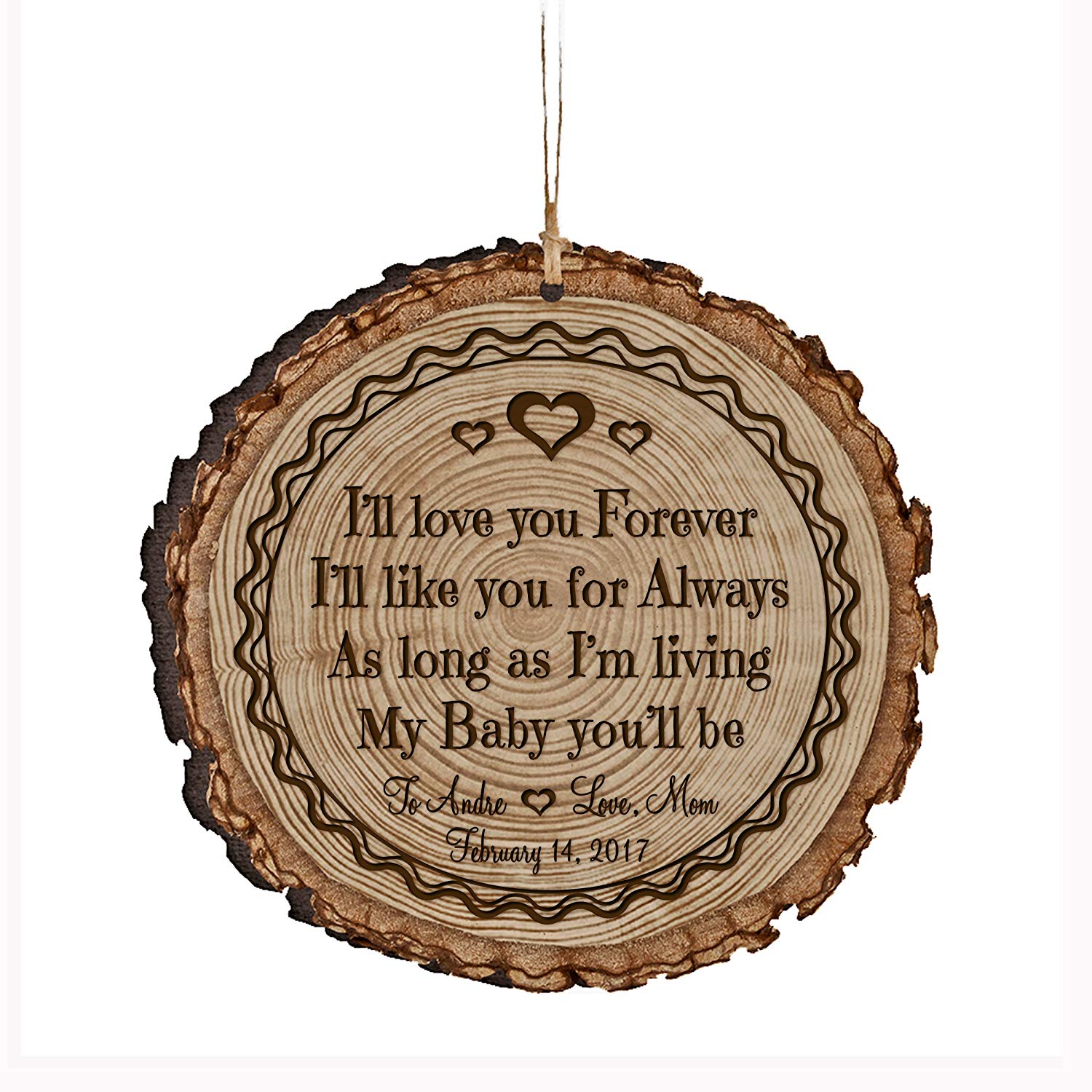 Personalized Engraved Wooden Valentines Ornament Gift - I'll Like You - LifeSong Milestones