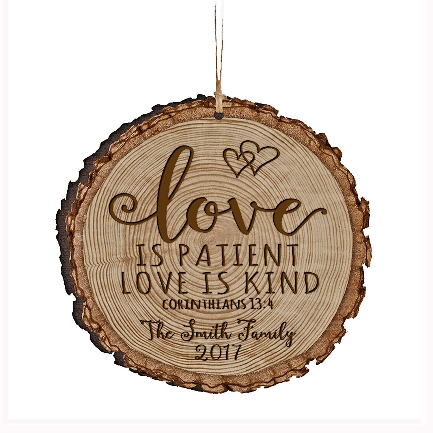 Personalized Engraved Wooden Valentines Ornament Gift - Love is Patient - LifeSong Milestones