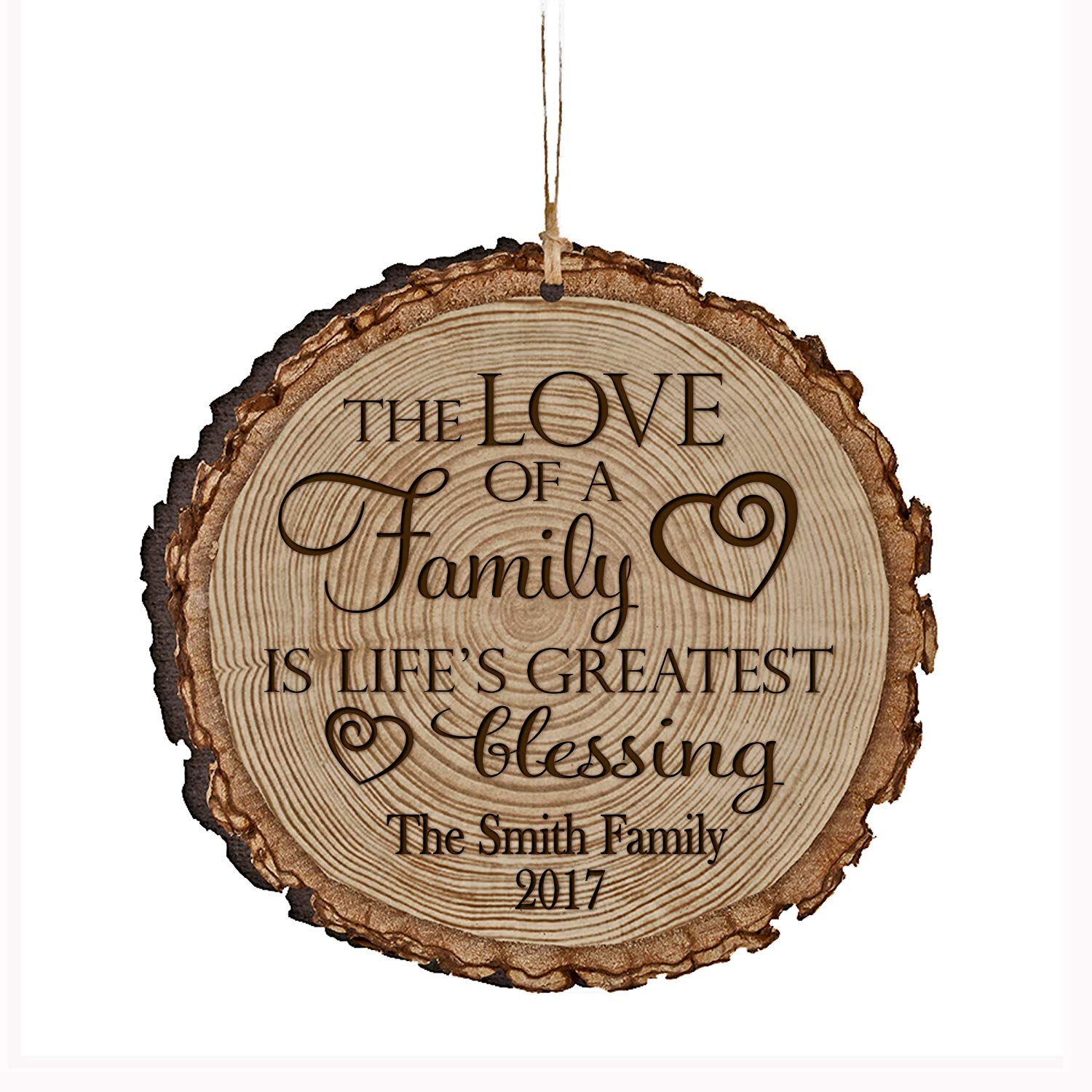 Personalized Engraved Wooden Valentines Ornament Gift - The Love of a Family - LifeSong Milestones
