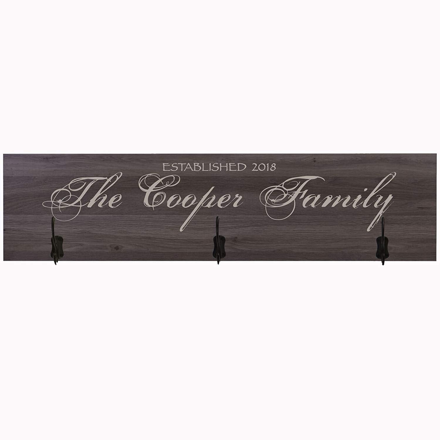 Personalized Established Last Name Wall Sign Coat Rack - LifeSong Milestones