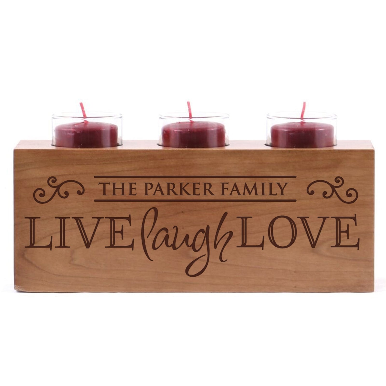 Personalized Everyday Cherry Candle Holder - Live Laugh Love - LifeSong Milestones