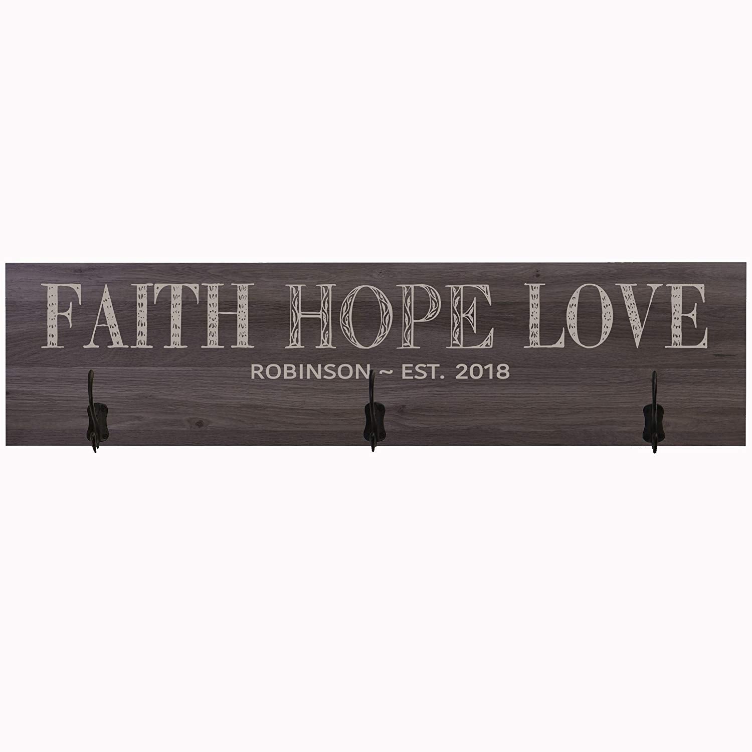 Personalized Faith Hope Love Coat Rack Wall Sign - LifeSong Milestones