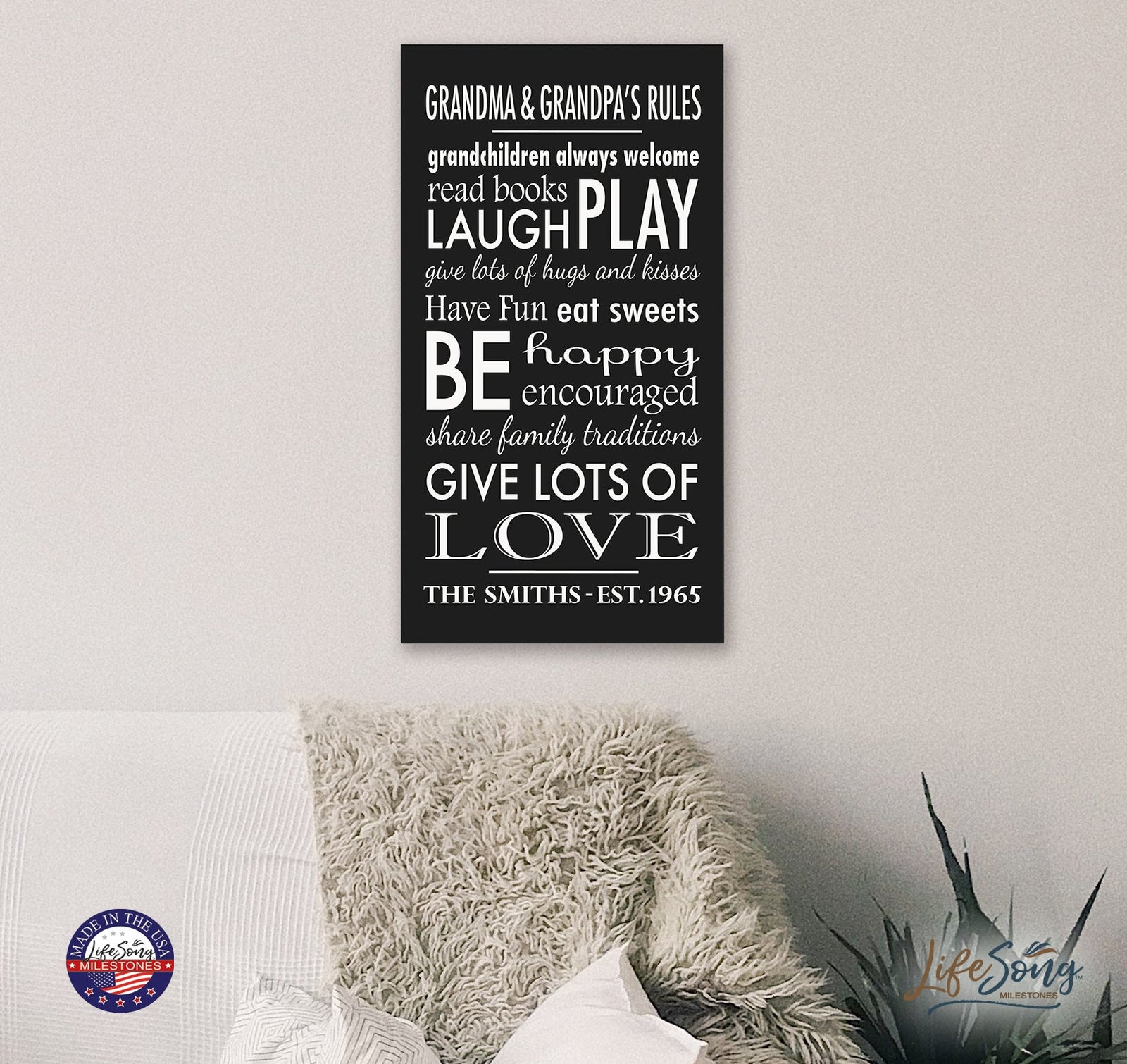 Personalized Family Housewarming Plaque - Grandma and Grandpa - LifeSong Milestones