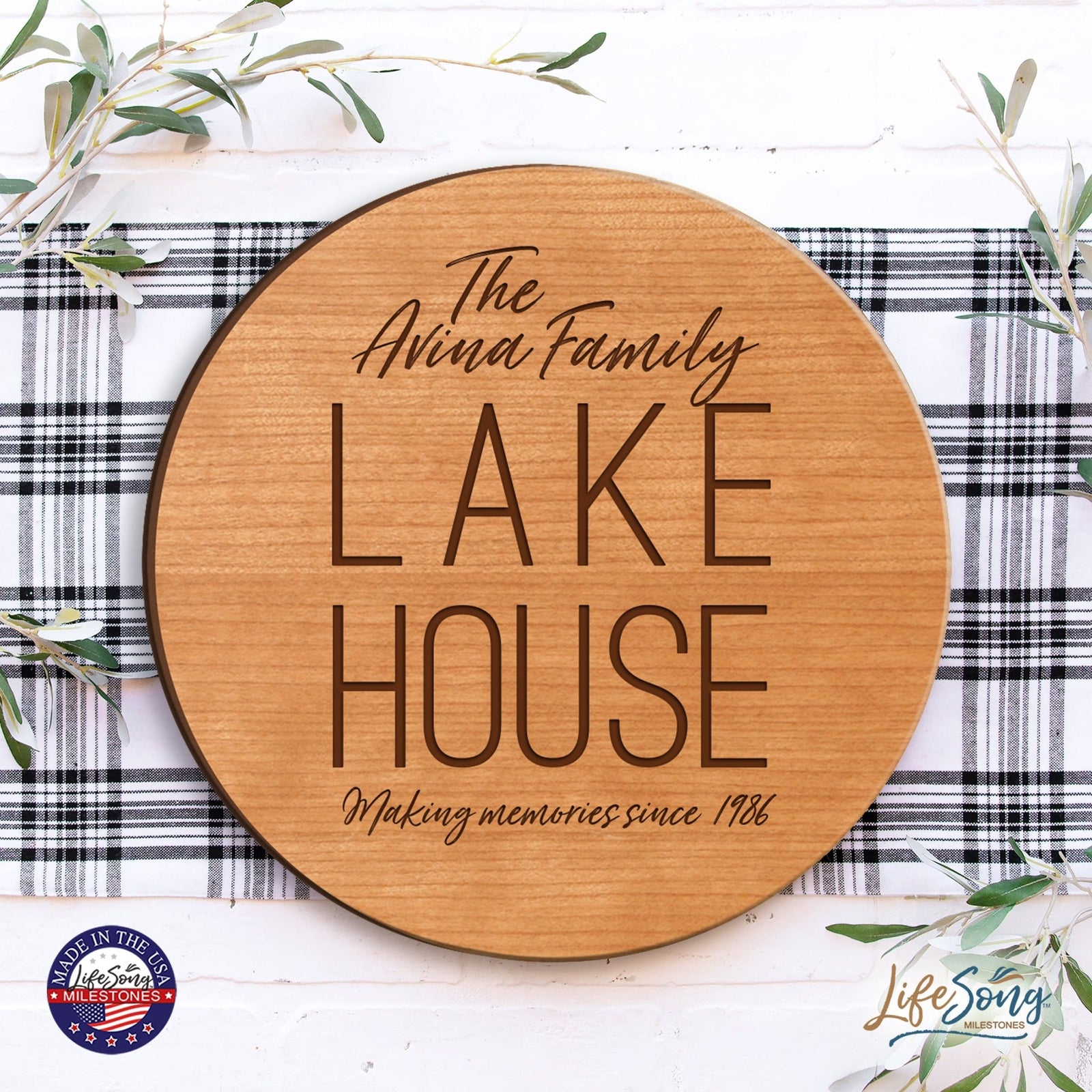Personalized Family Lake House Lazy Susan - LifeSong Milestones
