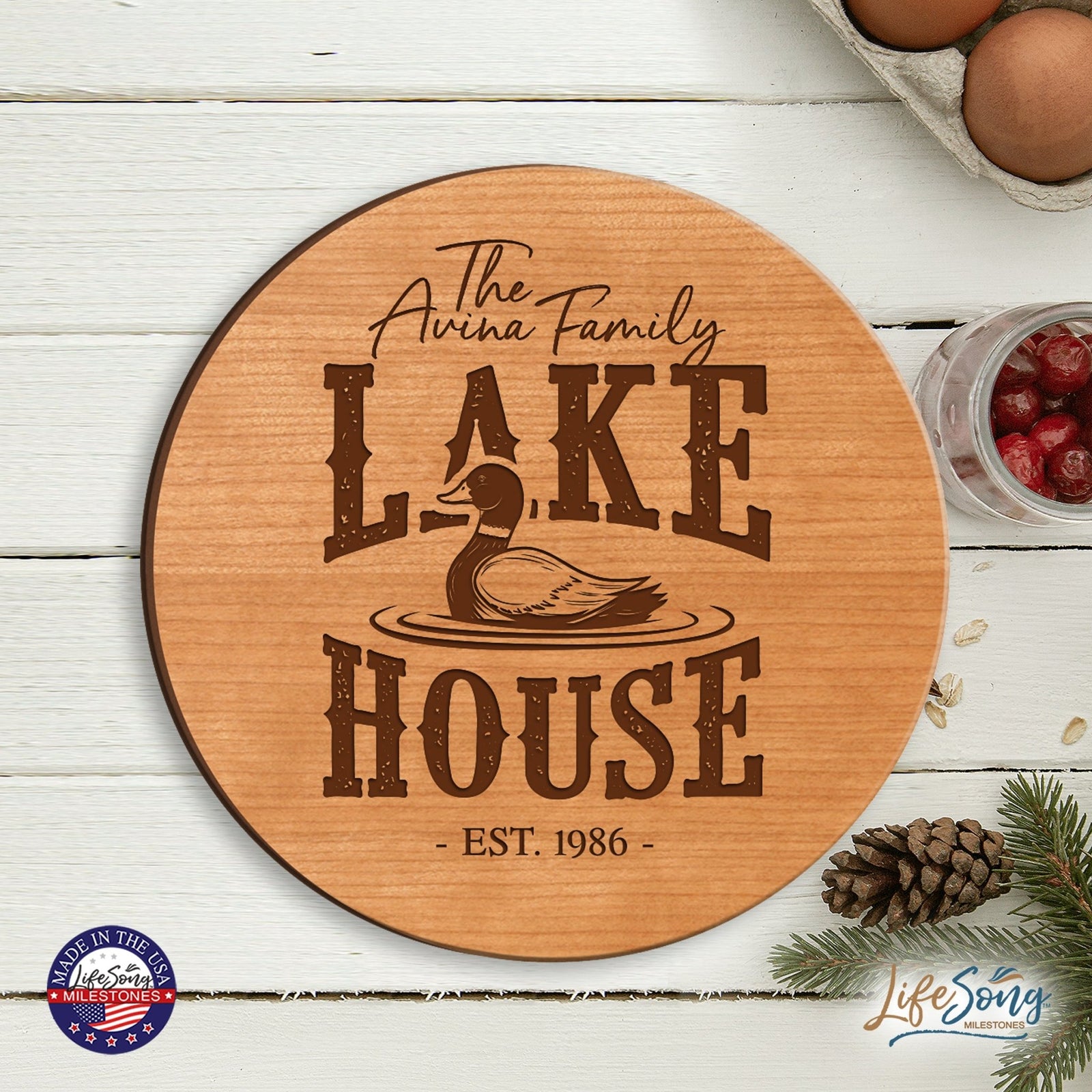 Personalized Family Lake House Lazy Susan - LifeSong Milestones