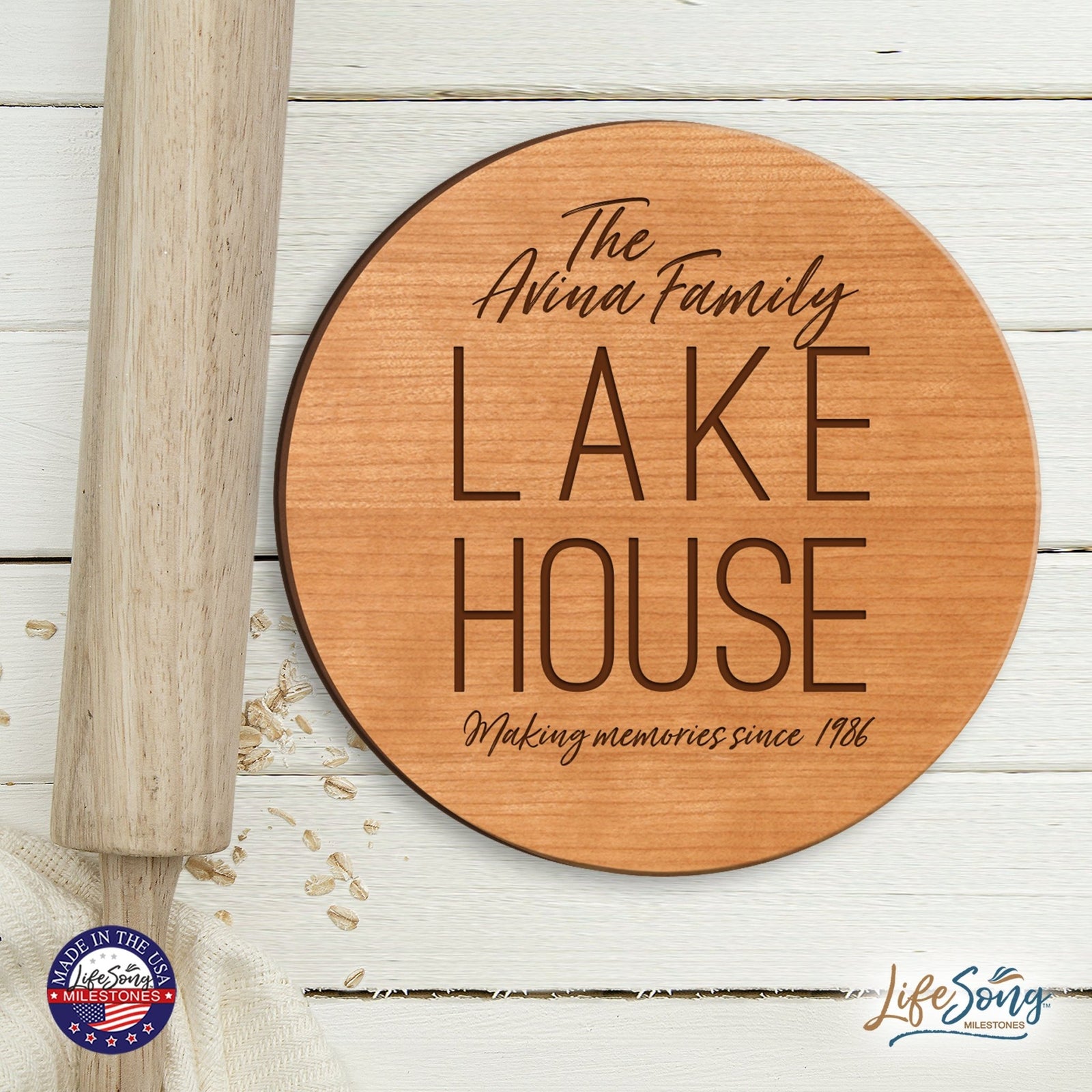 Personalized Family Lake House Lazy Susan - LifeSong Milestones