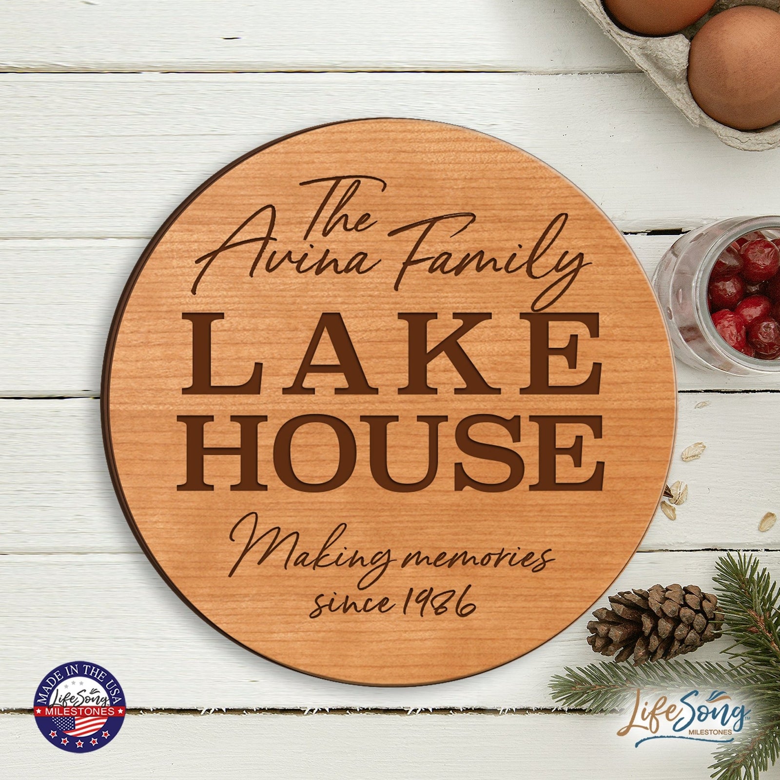Personalized Family Lake House Lazy Susan - LifeSong Milestones
