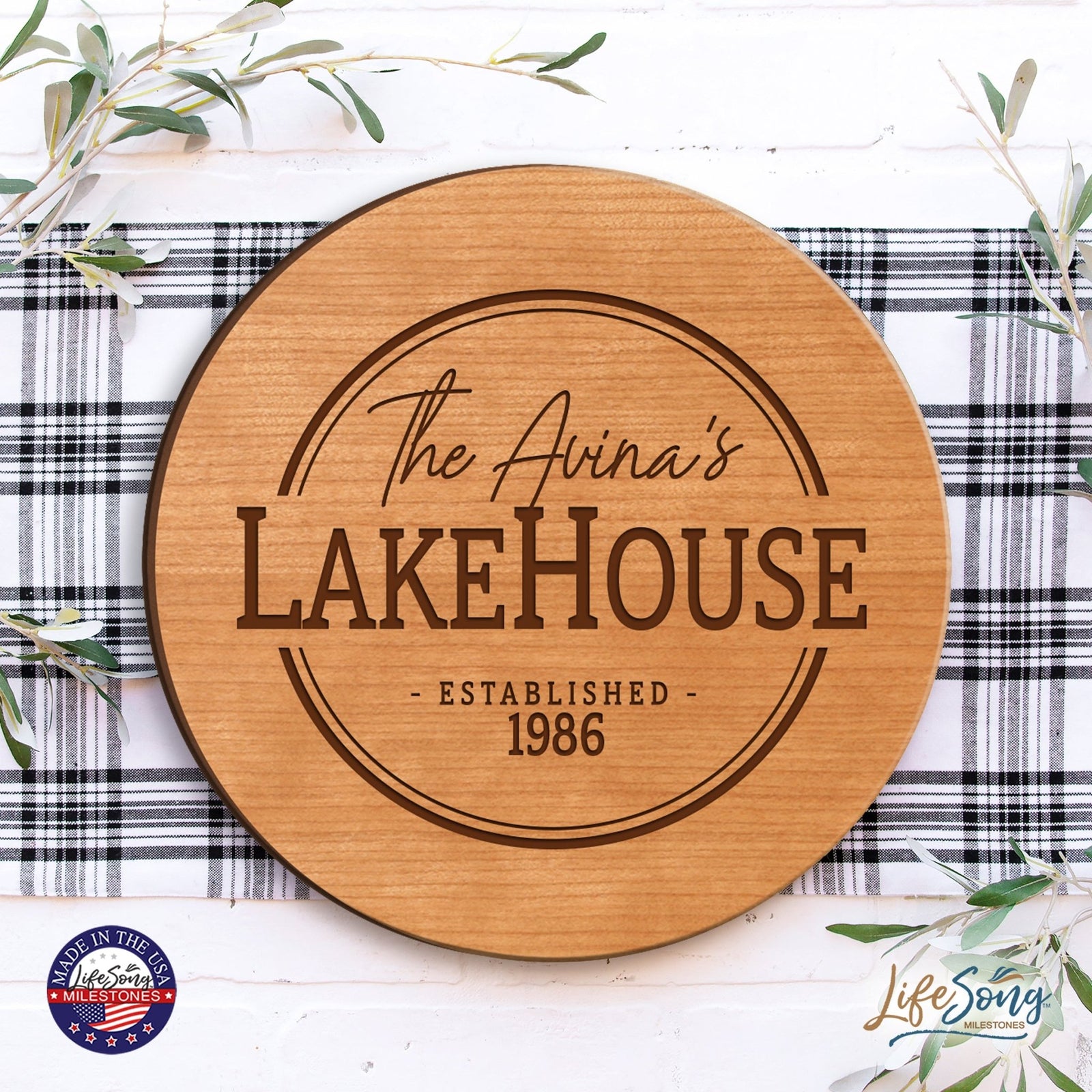 Personalized Family Lake House Lazy Susan - LifeSong Milestones