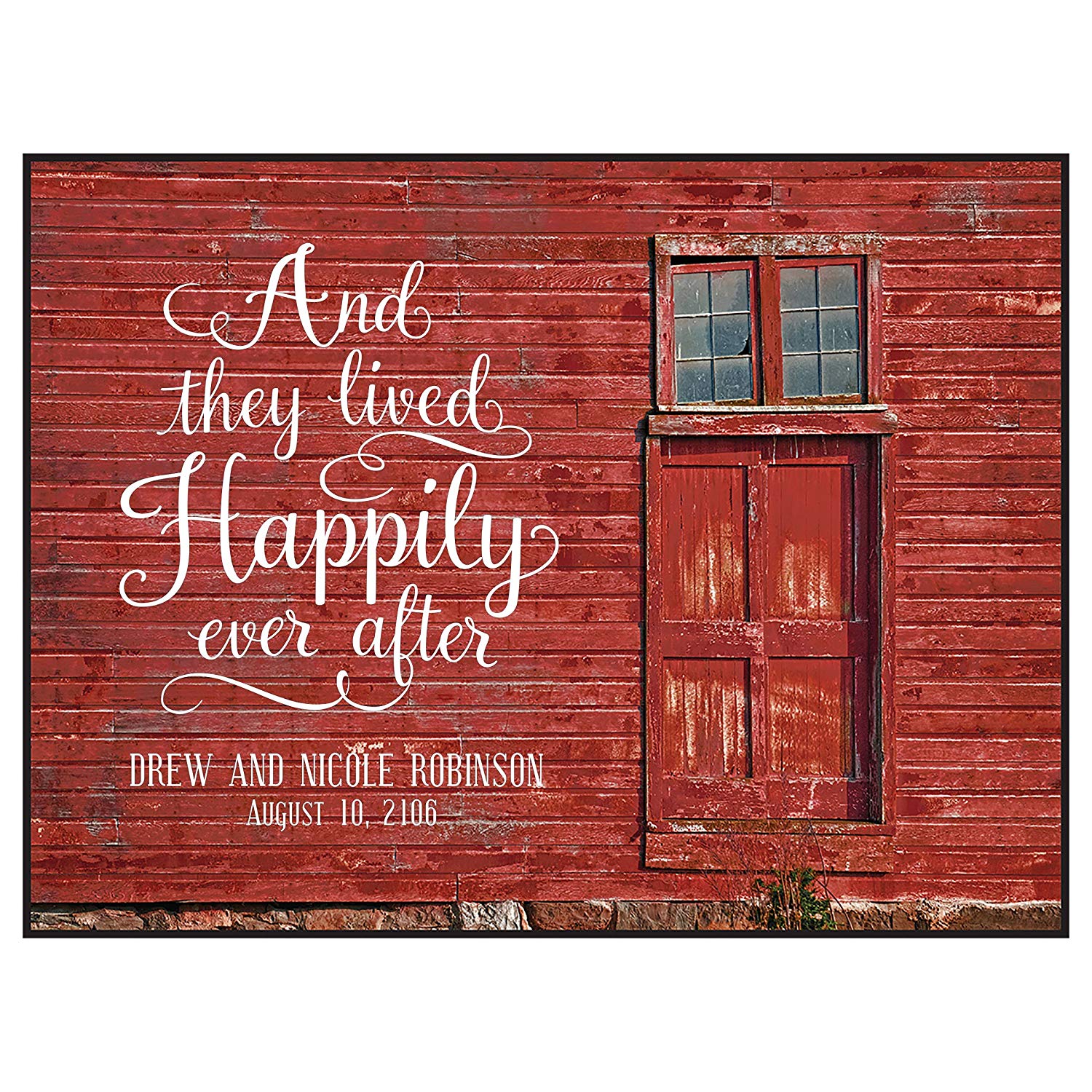 Personalized Family Name Established Date Sign -And They Lived Happily - LifeSong Milestones