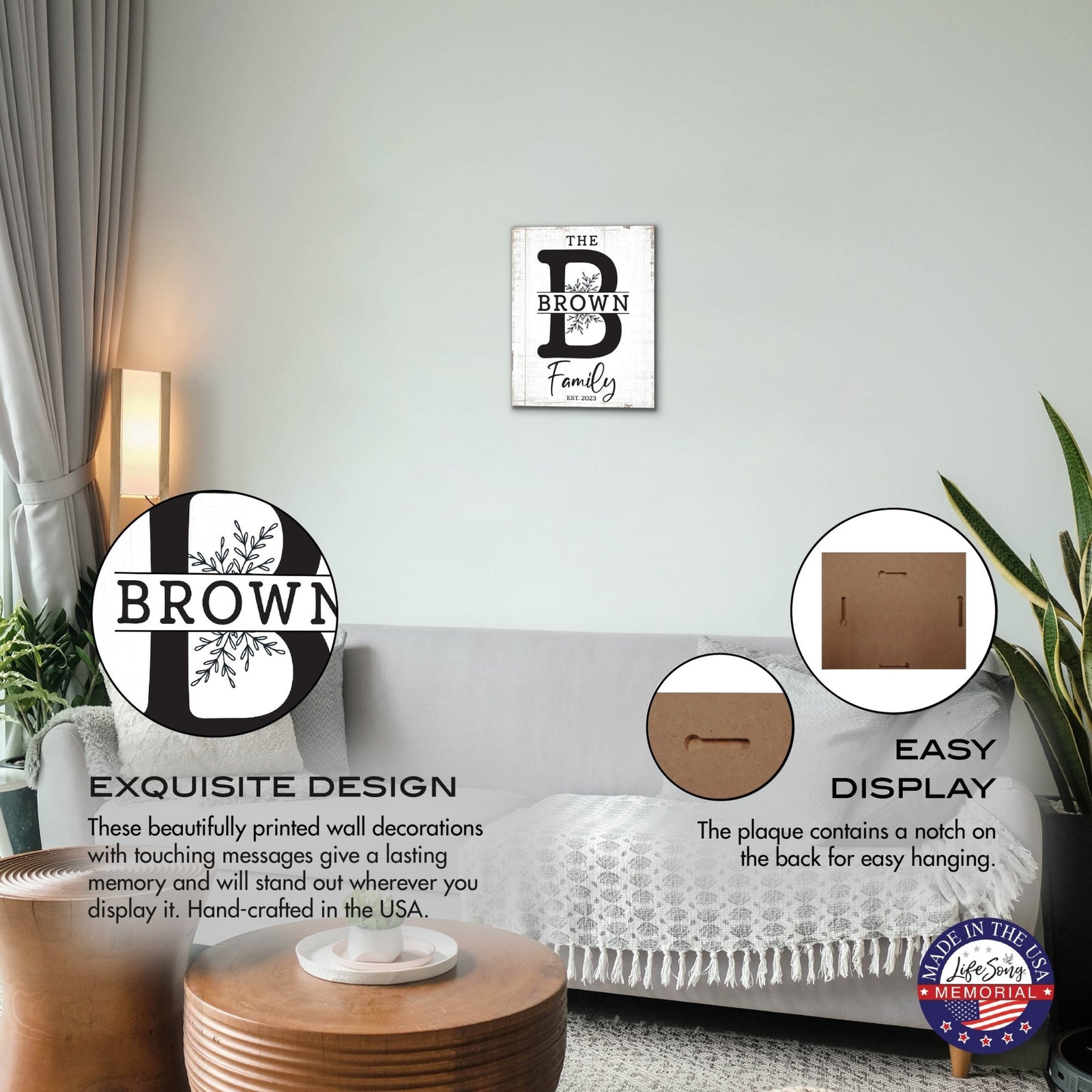 Personalized Family Wall Hanging Plaque for Home Décor - The Brown Family - LifeSong Milestones