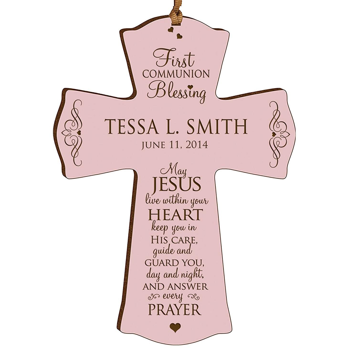 Personalized First Holy Communion Wall Cross - Jesus Within Your Heart - LifeSong Milestones