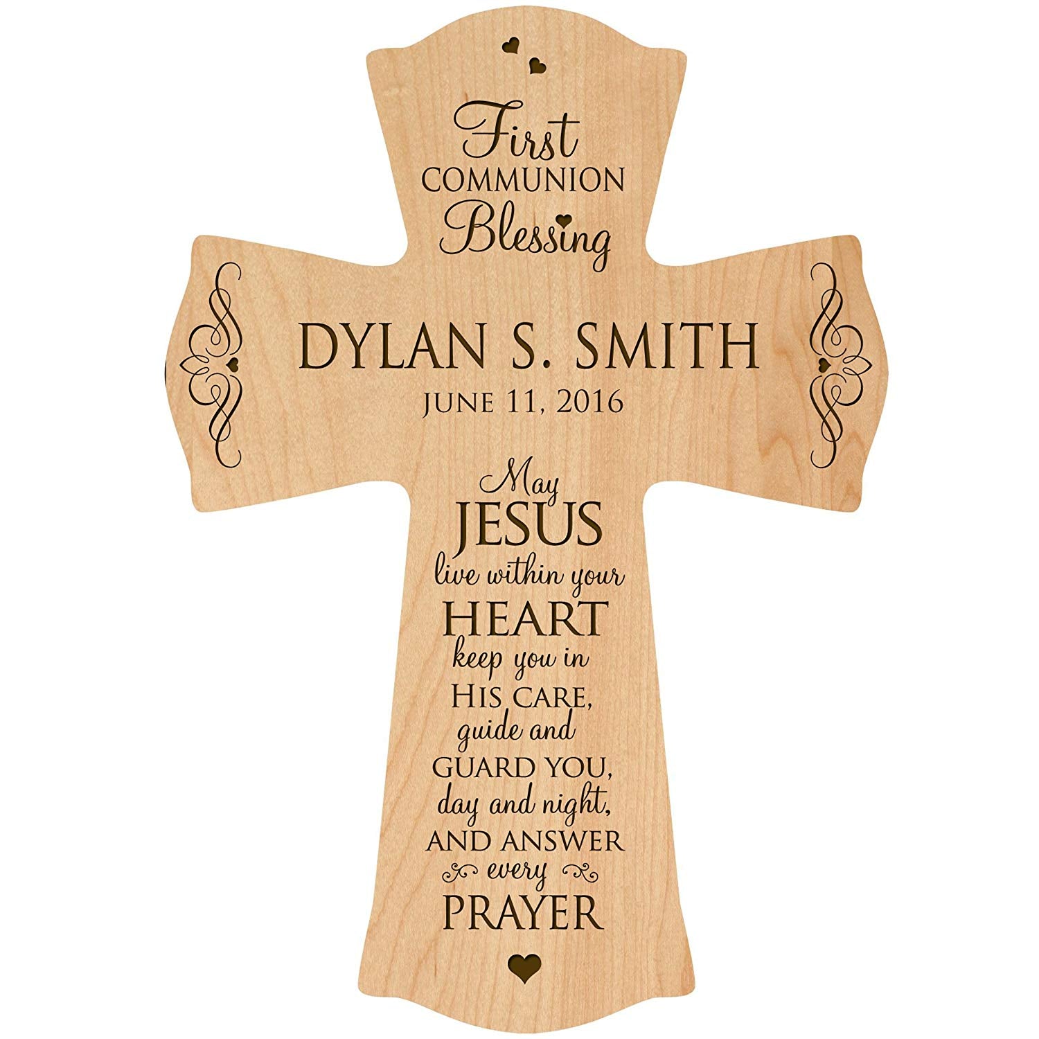 Personalized First Holy Communion Wall Cross - Jesus Within Your Heart - LifeSong Milestones