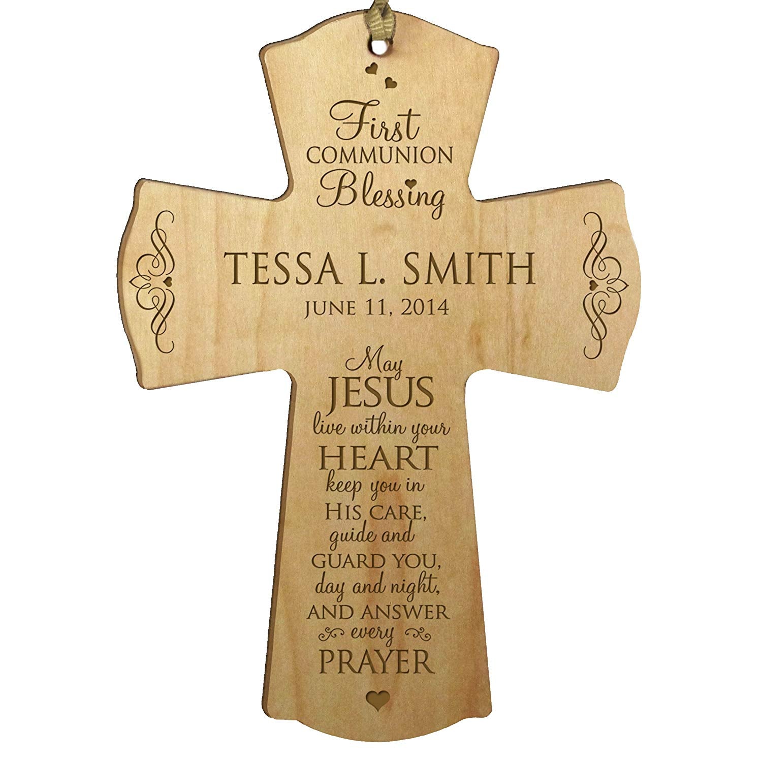 Personalized First Holy Communion Wall Cross - Jesus Within Your Heart - LifeSong Milestones