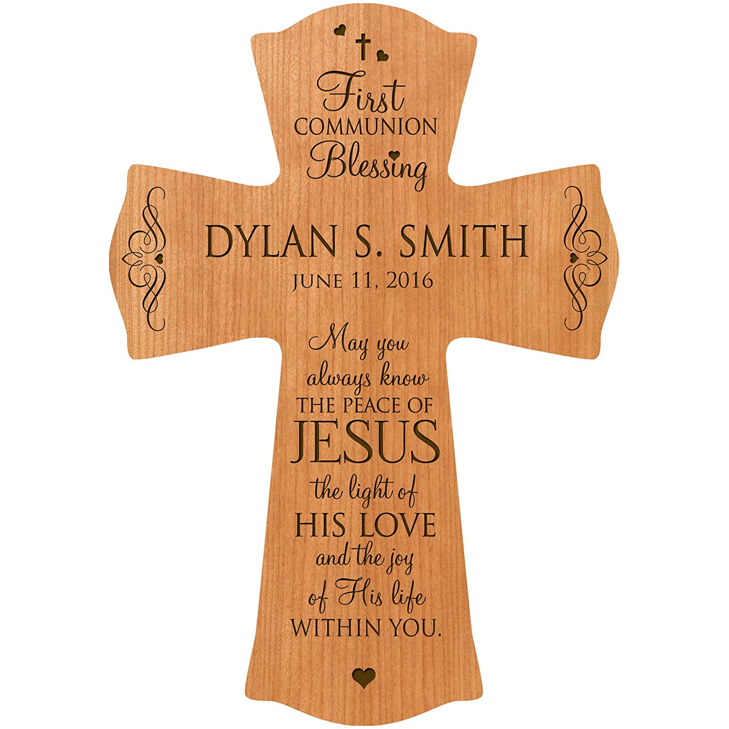 Personalized First Holy Communion Wall Cross - Peace of Jesus - LifeSong Milestones