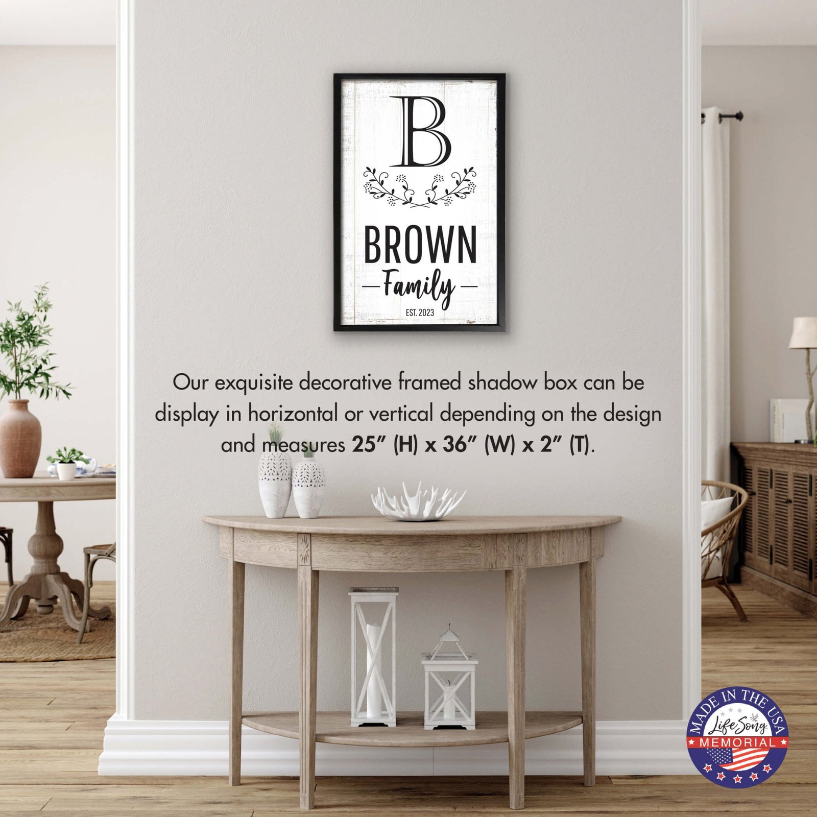 Personalized Framed Shadow Box for Family Home Décor - Brown Family - LifeSong Milestones