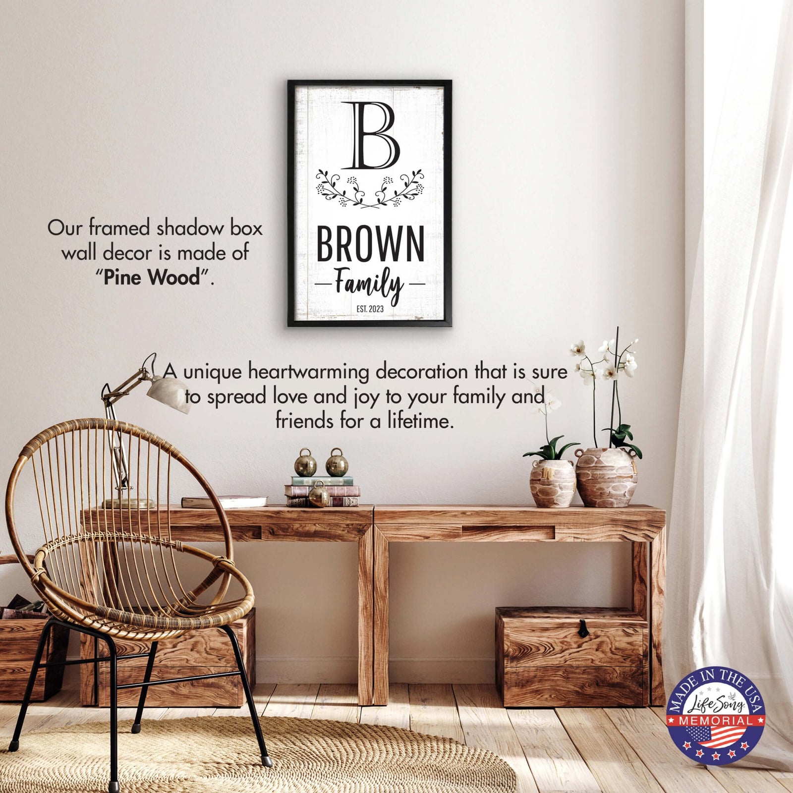 Personalized Framed Shadow Box for Family Home Décor - Brown Family - LifeSong Milestones
