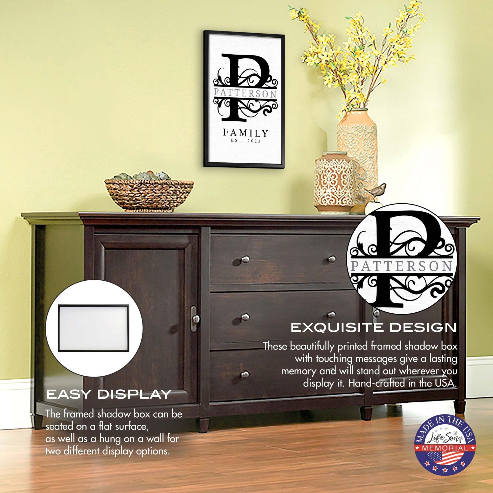 Personalized Framed Shadow Box for Family Home Décor - Patterson Family - LifeSong Milestones